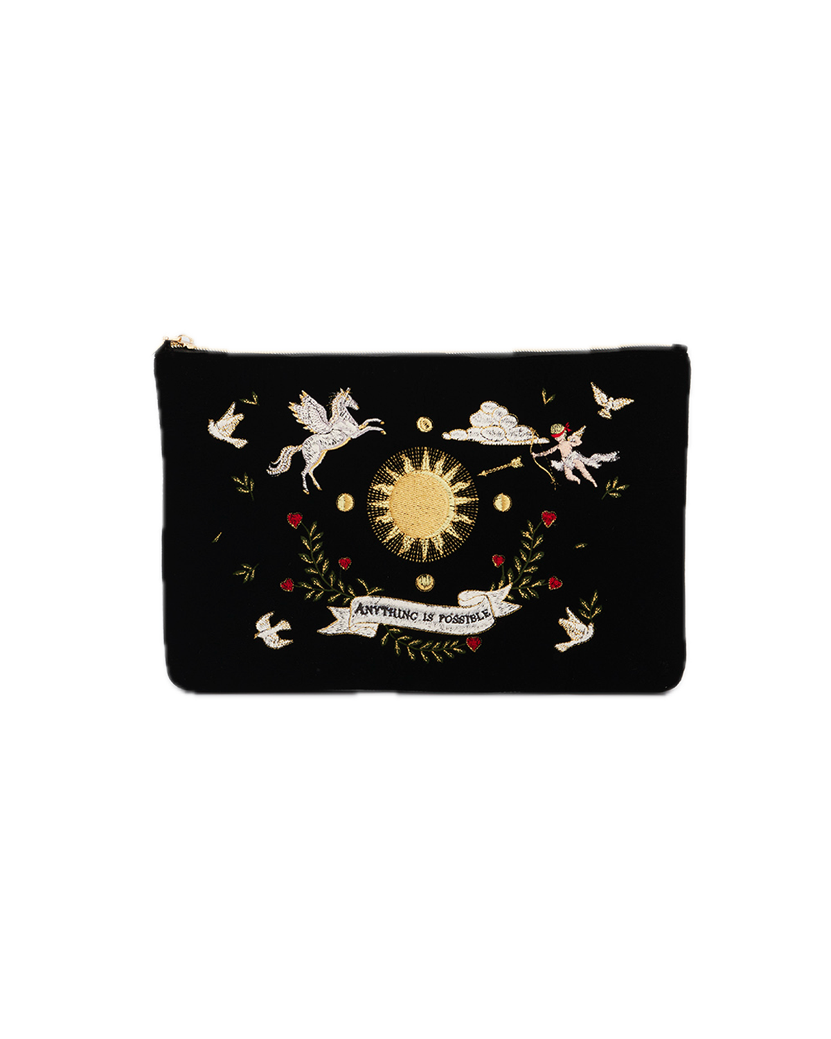 Celestial Velvet Embroidered Pouch