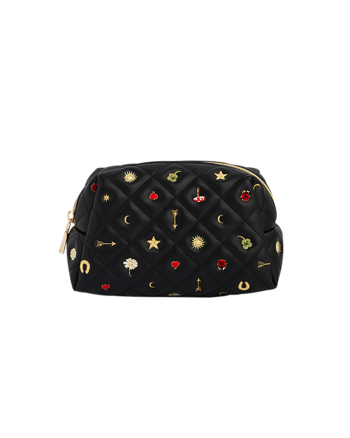 Celestial 刺繍入り キルティングポーチ ブラック