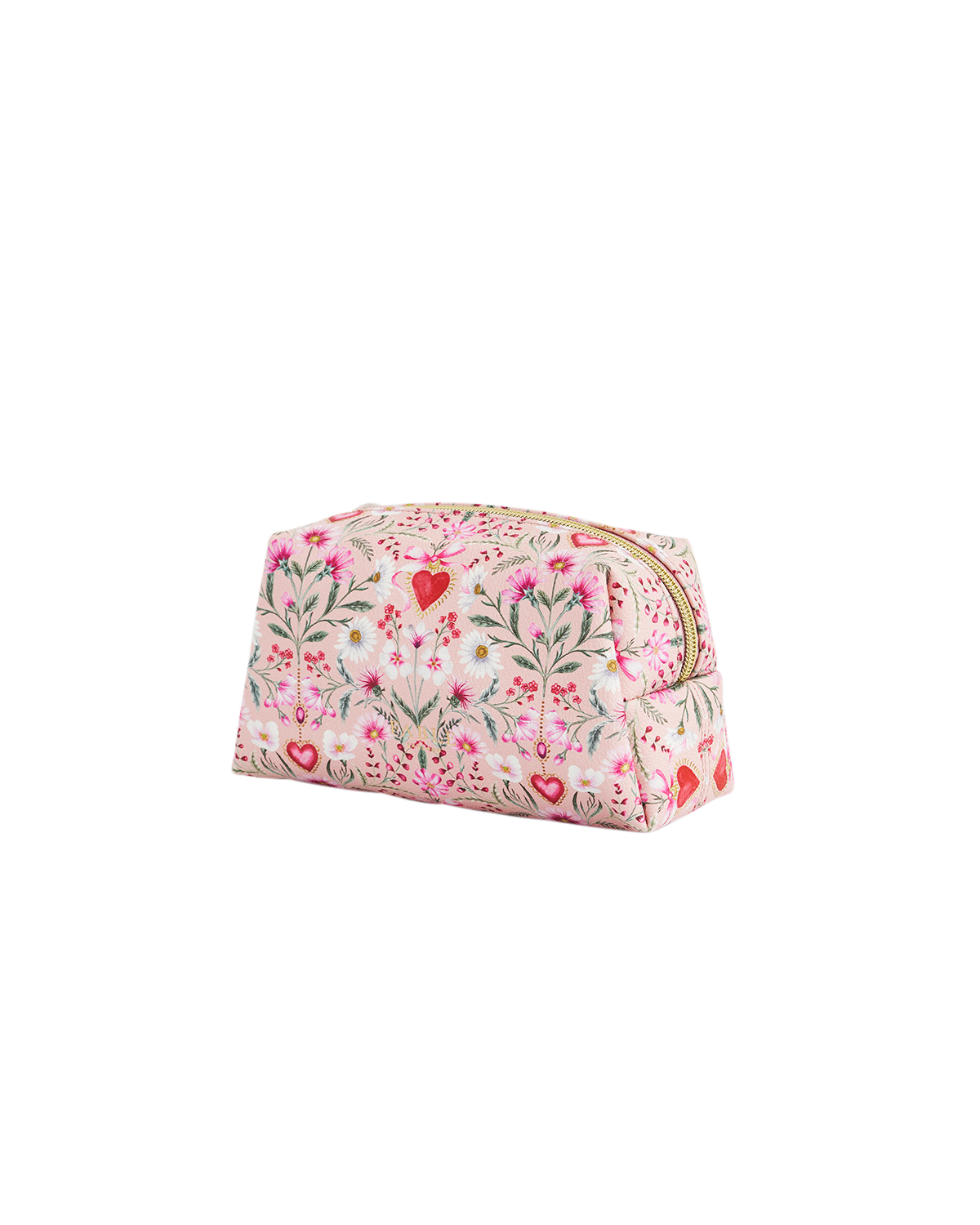 Floral patterned makeup bag on a white background