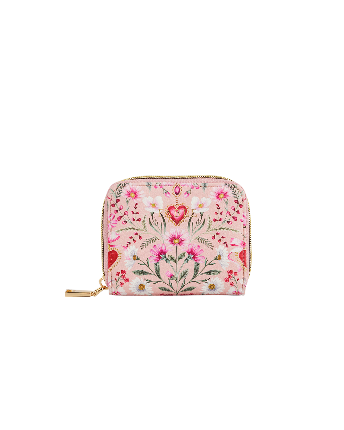 Floral patterned wallet on a white background