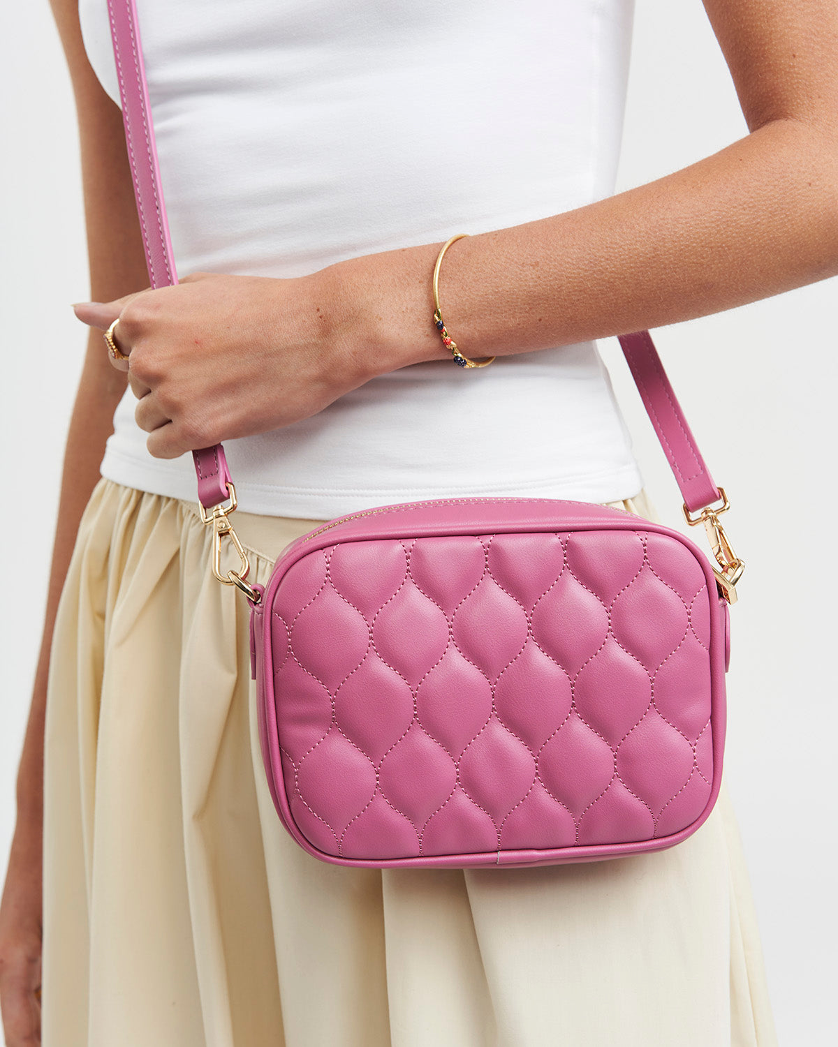 Borsa Alice Trapuntata per Fotocamera Rosa