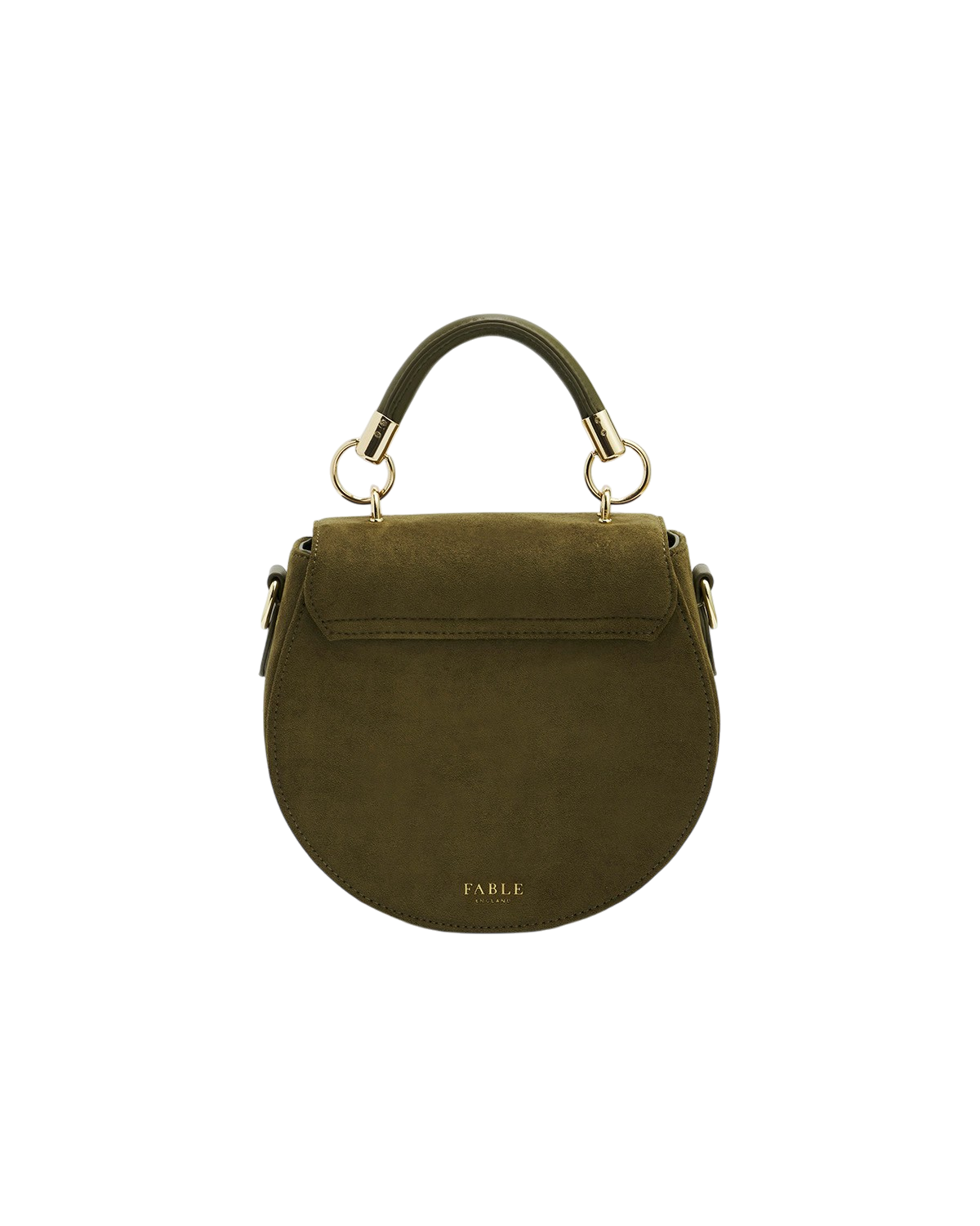 Charlotte Meadow Scene Embroidered Faux Suede Saddle Bag in Khaki