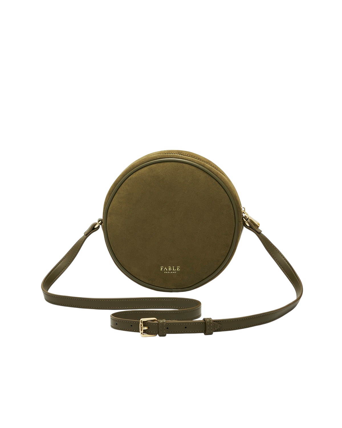 Chloe Hedgehog Embroidered Faux Suede Circle Bag in Khaki