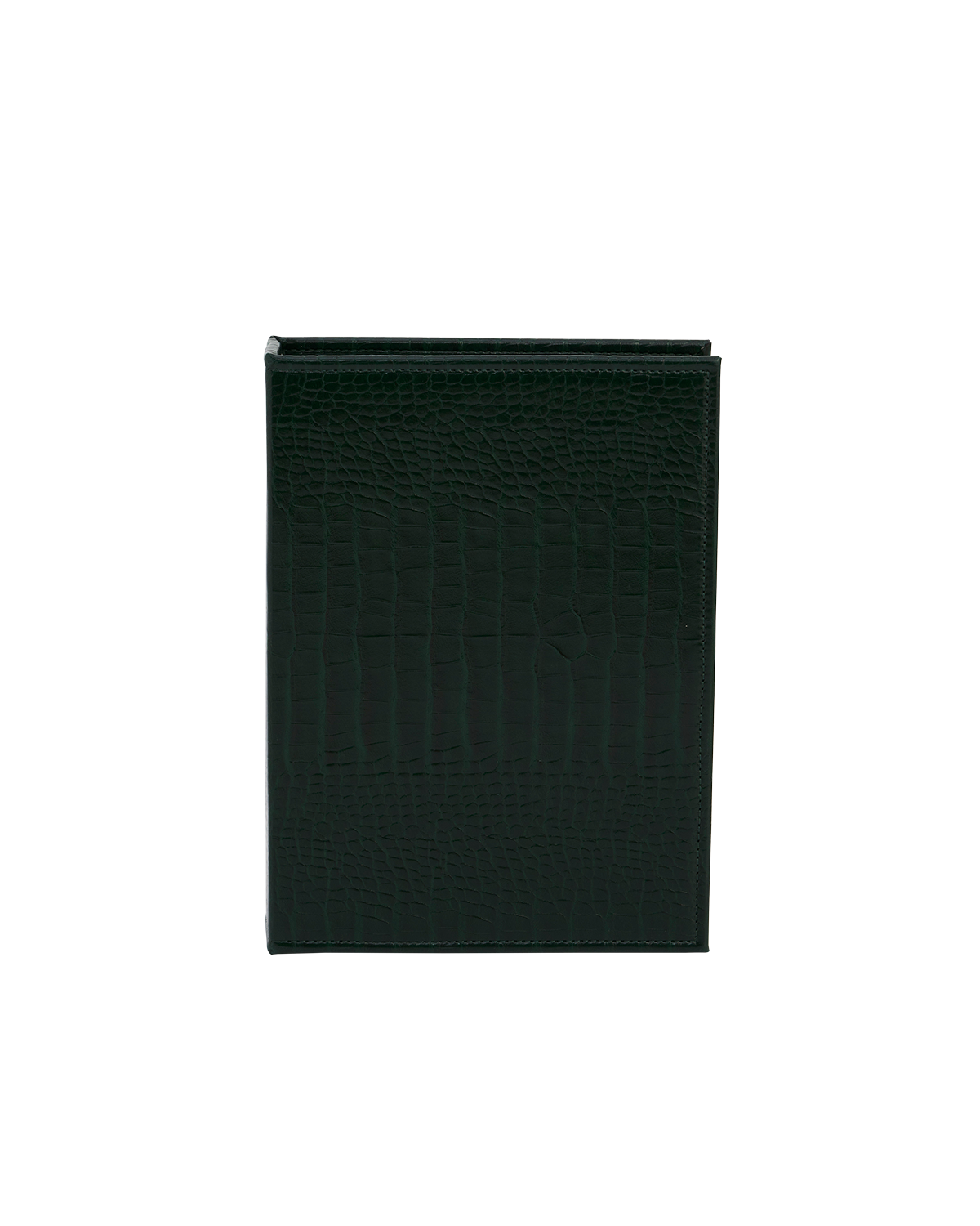 Meadow Scene Embroidered Large Jewellery Box in Forest Green Croc