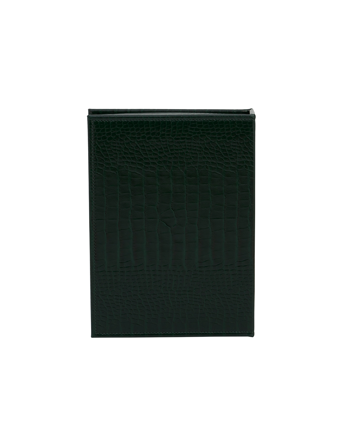 Meadow Scene Embroidered Large Jewellery Box in Forest Green Croc