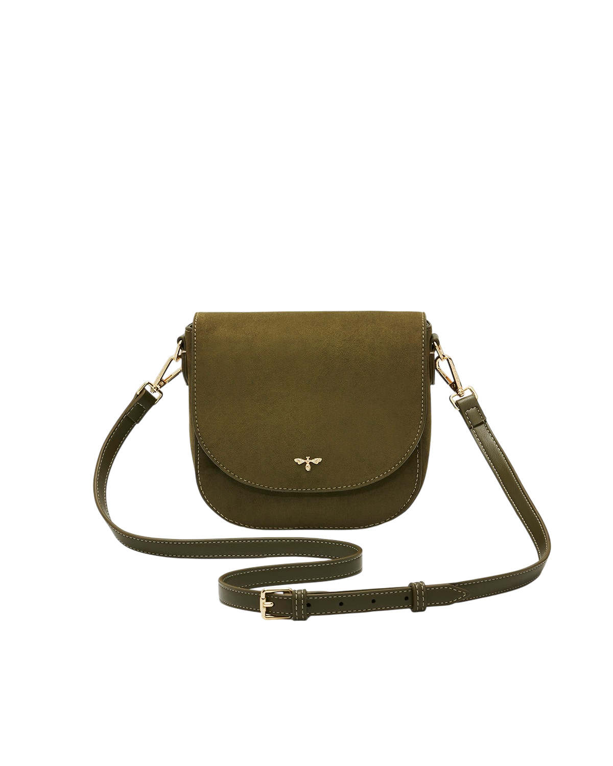 Beth Faux Suede Saddle Bag in Khaki