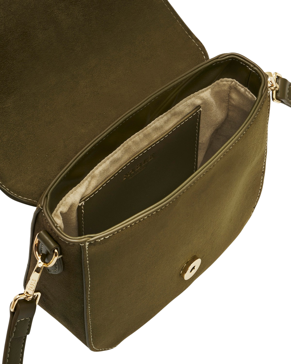 Beth Faux Suede Saddle Bag in Khaki