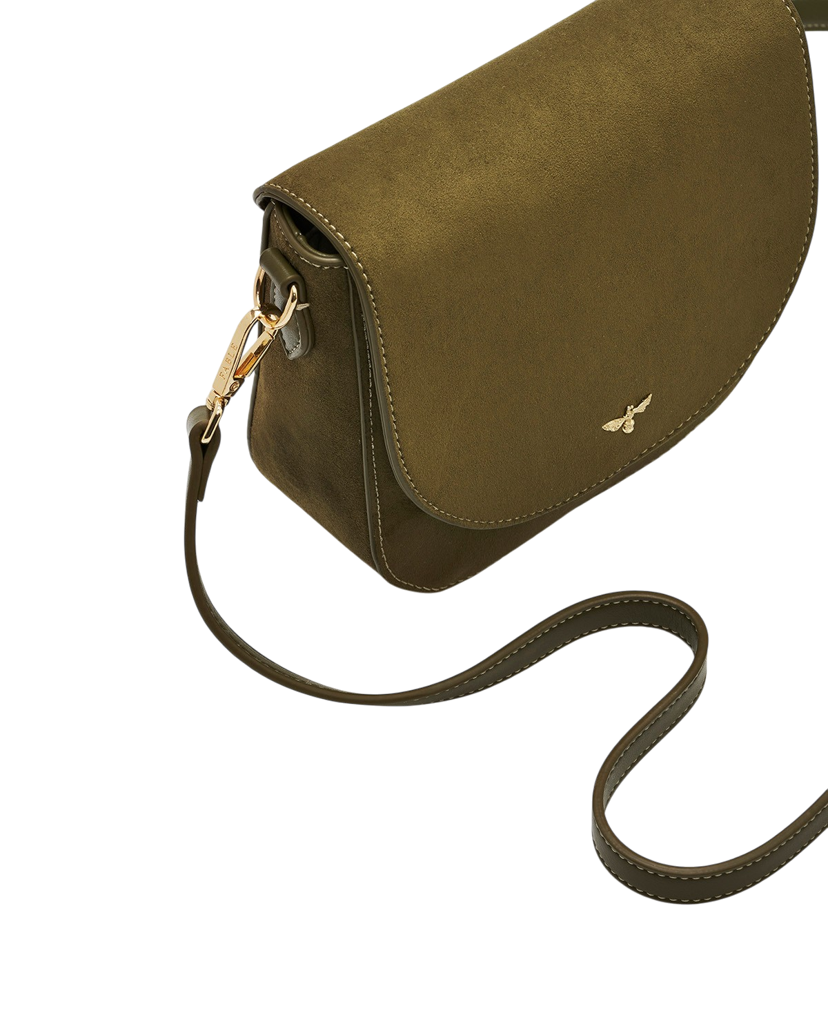 Beth Faux Suede Saddle Bag in Khaki