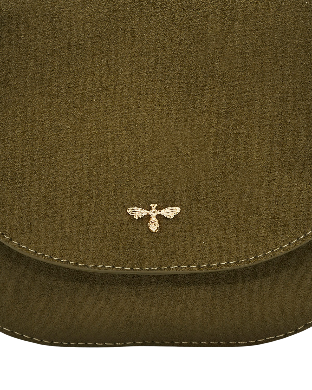 Beth Faux Suede Saddle Bag in Khaki