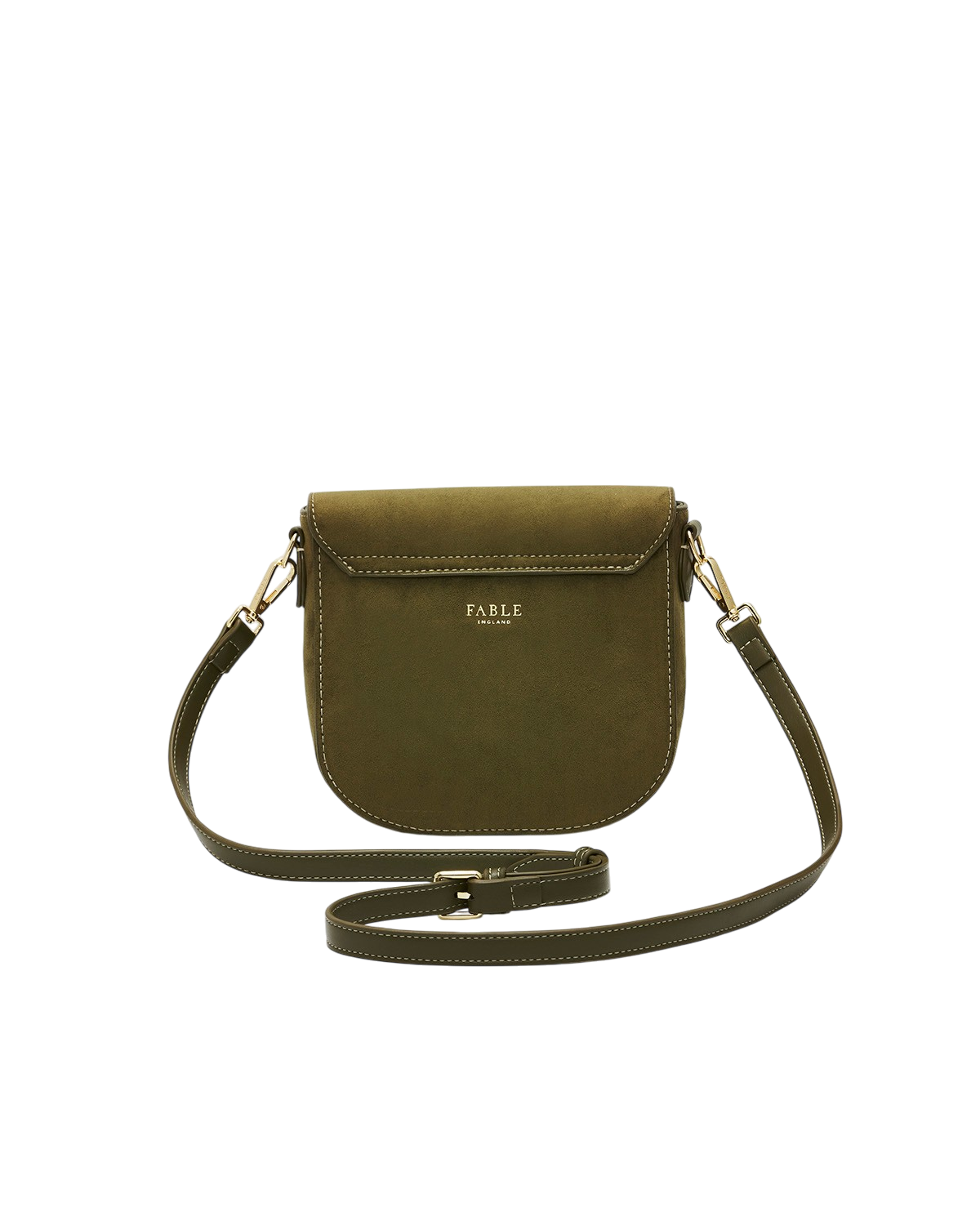 Beth Faux Suede Saddle Bag in Khaki