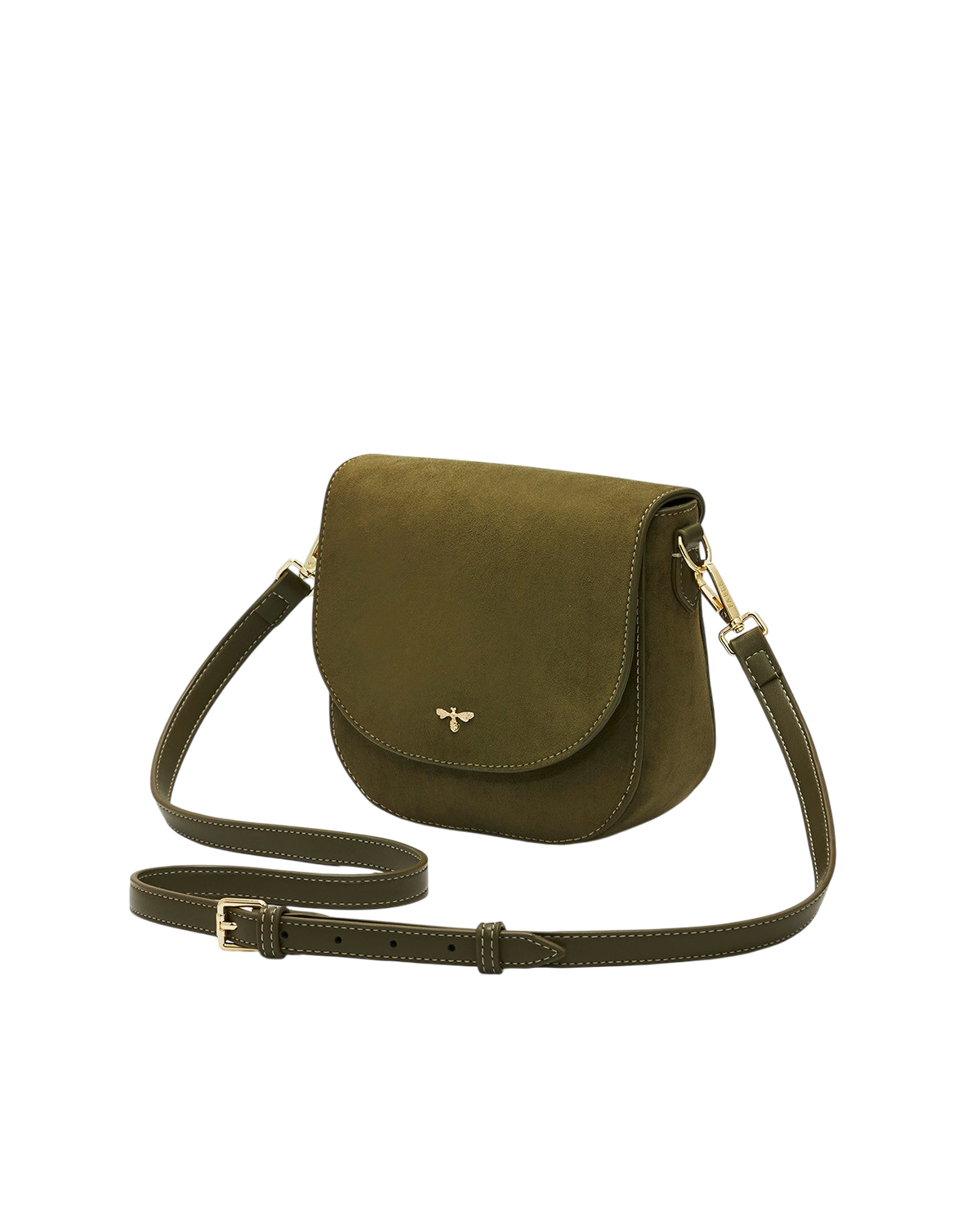 Beth Faux Suede Saddle Bag in Khaki