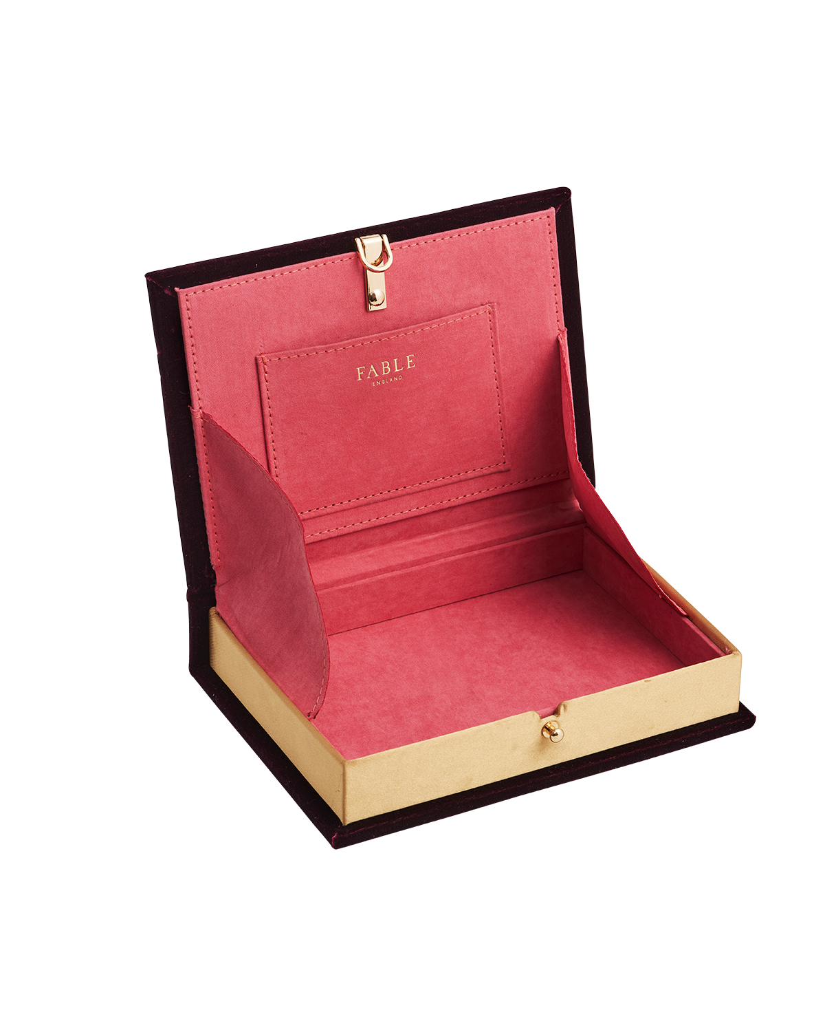 Elinor Meadow Embroidered Book Box in Burgundy Velvet