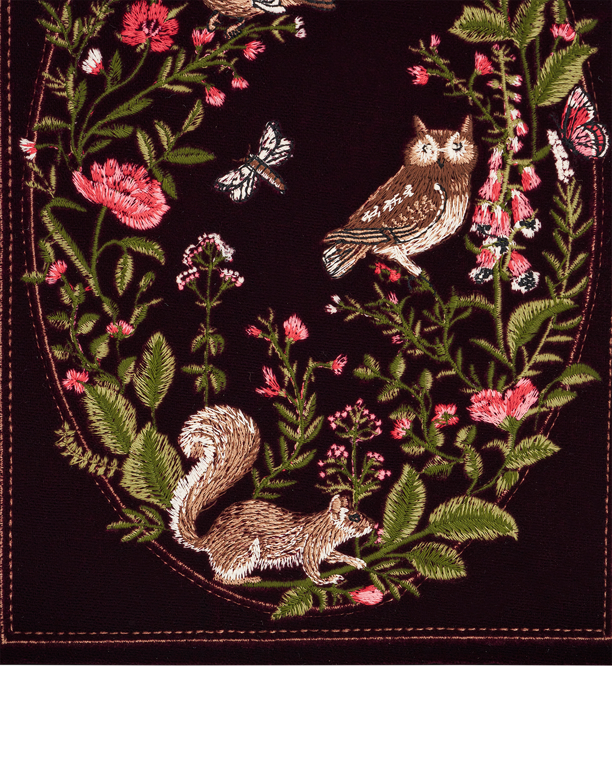 Elinor Meadow Embroidered Book Box in Burgundy Velvet