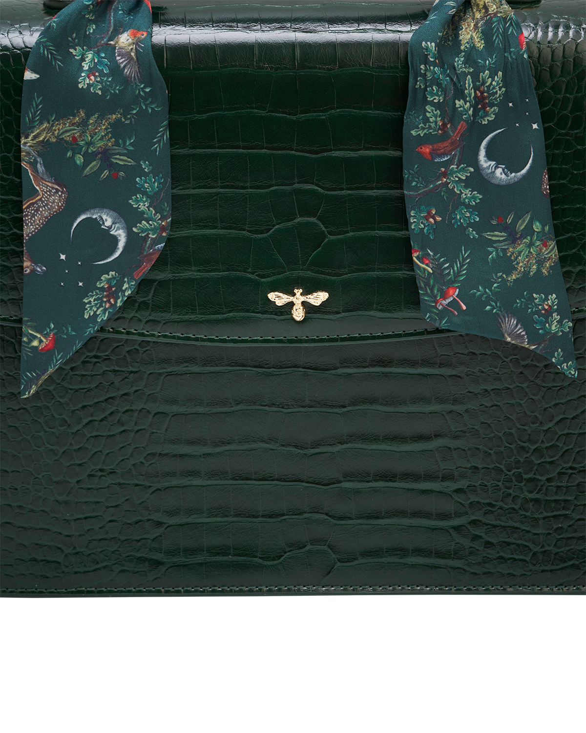 Eliza Top Handle Bag in Forest Green Croc