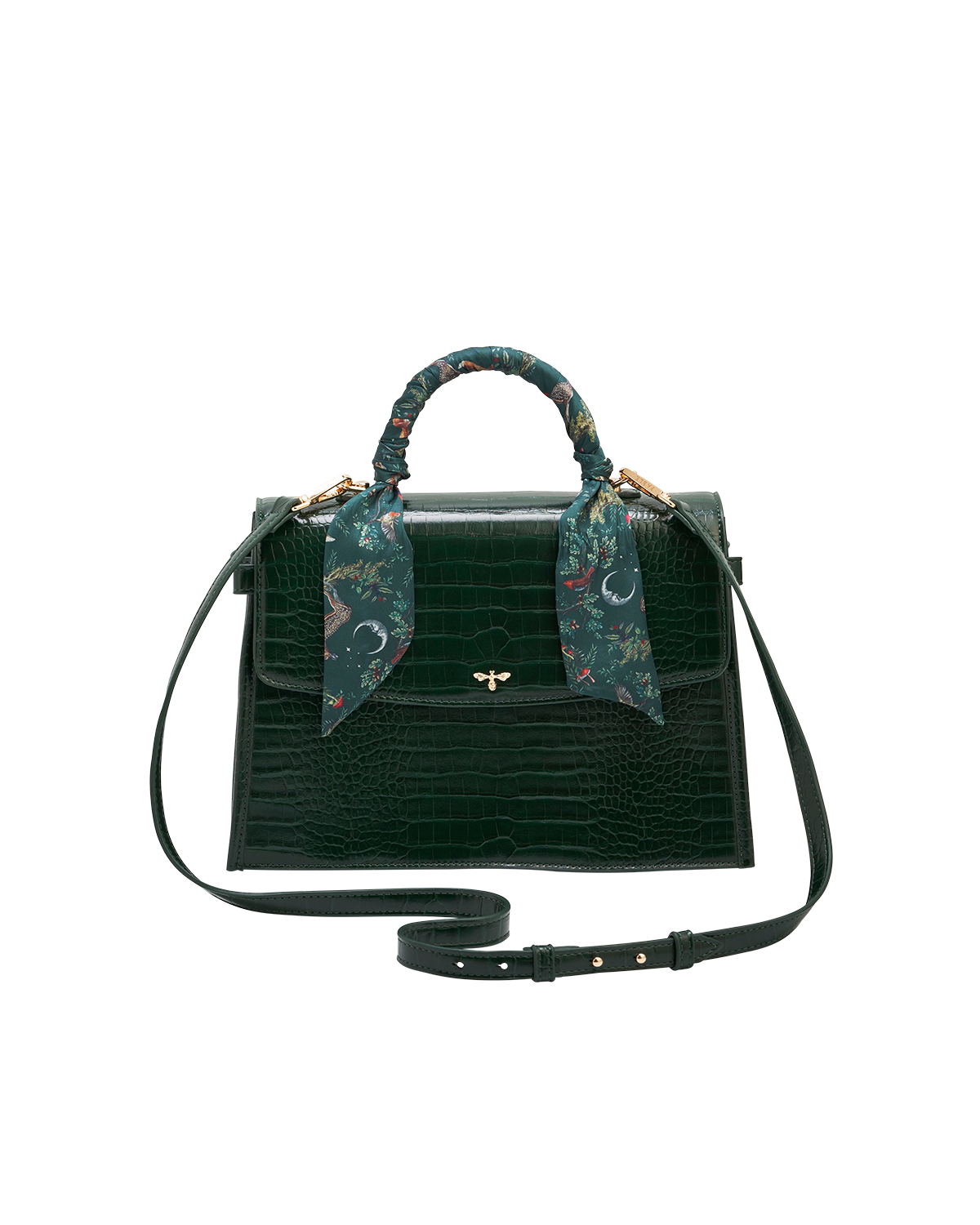Eliza Top Handle Bag in Forest Green Croc