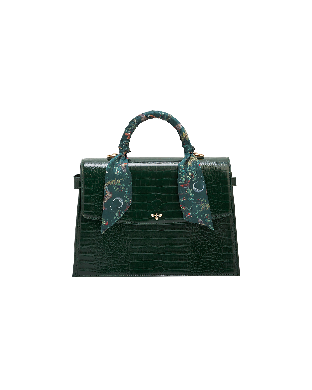 Eliza Top Handle Bag in Forest Green Croc