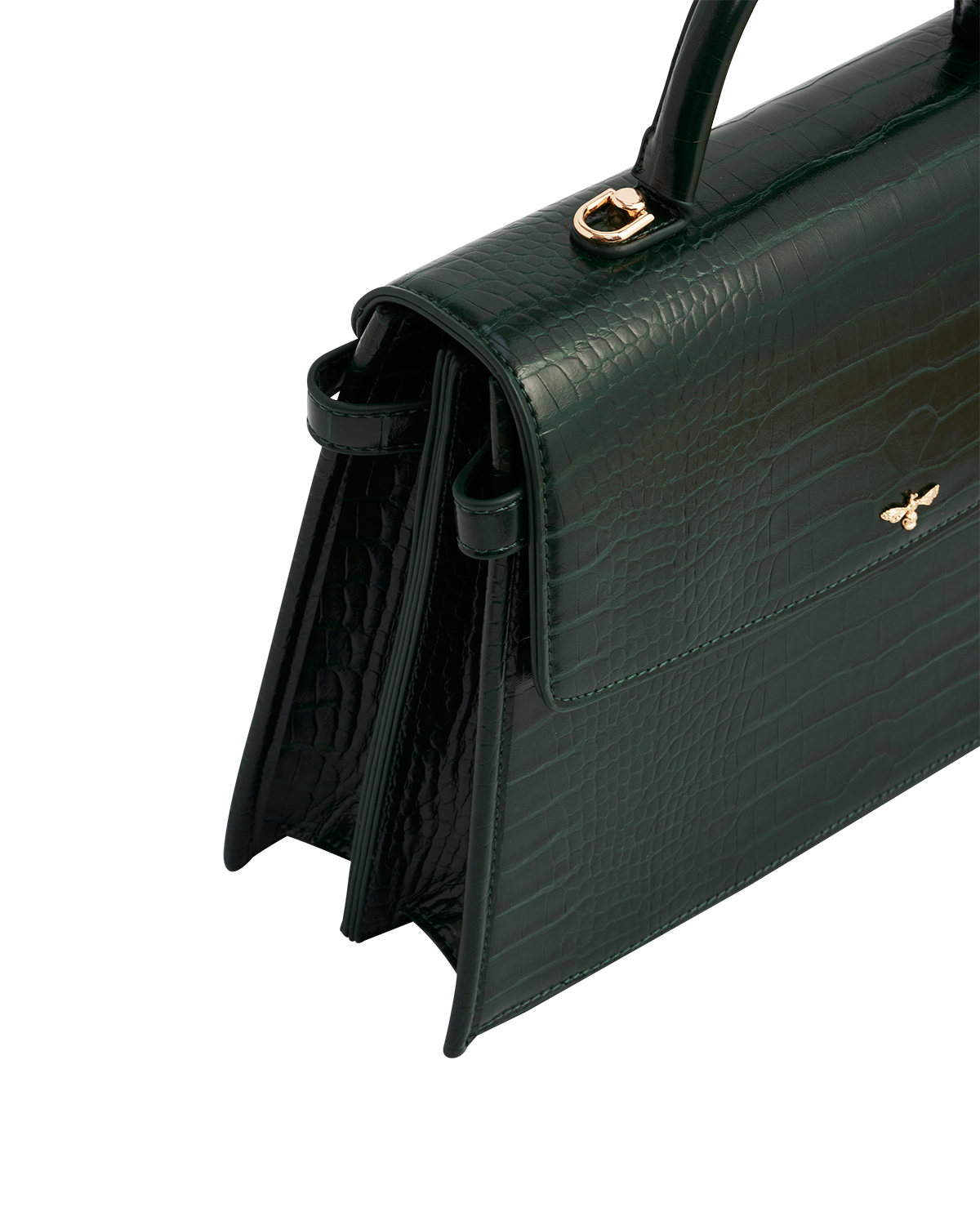 Eliza Top Handle Bag in Forest Green Croc