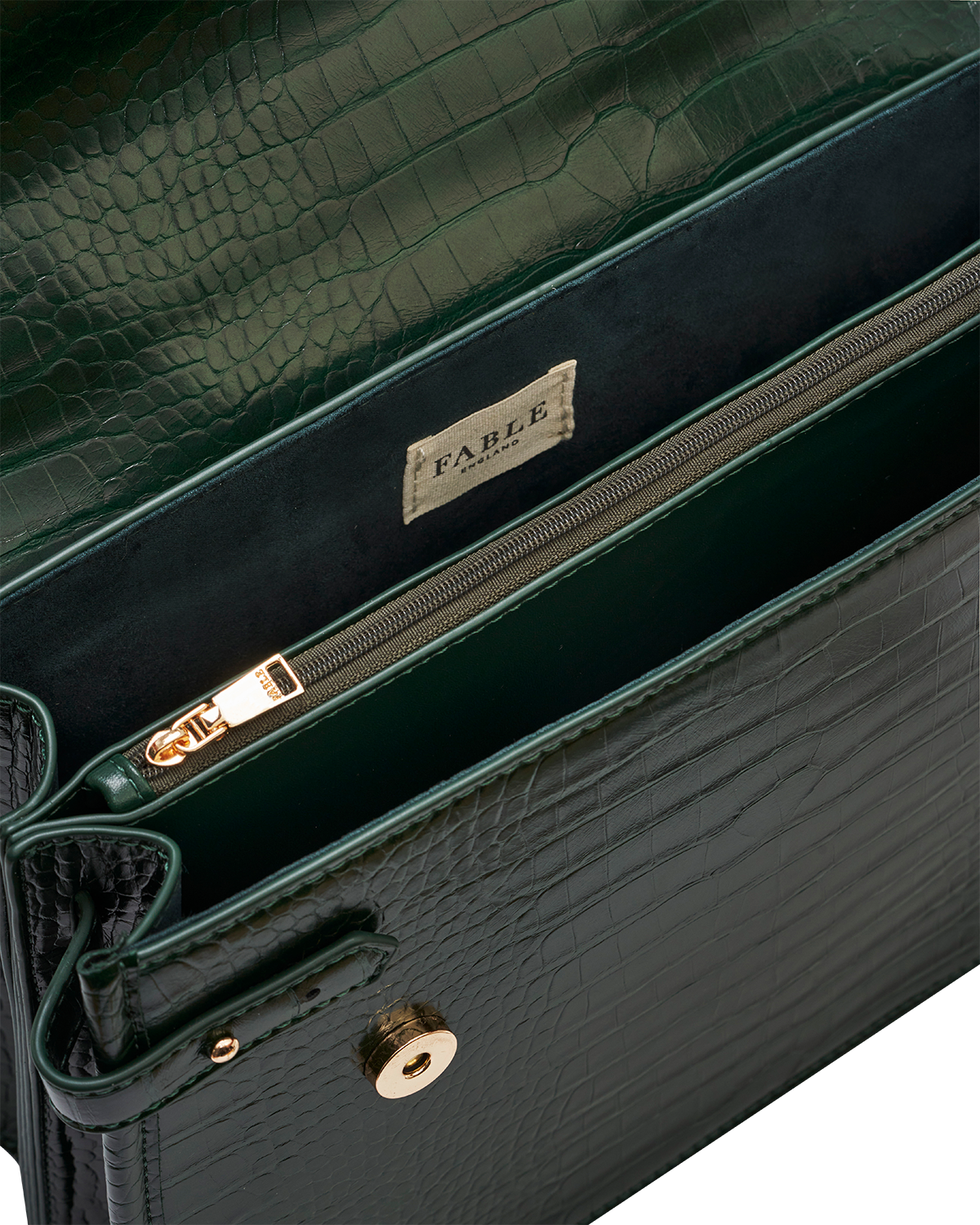 Eliza Top Handle Bag in Forest Green Croc