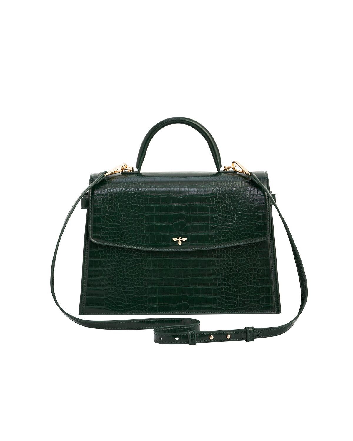 Eliza Top Handle Bag in Forest Green Croc