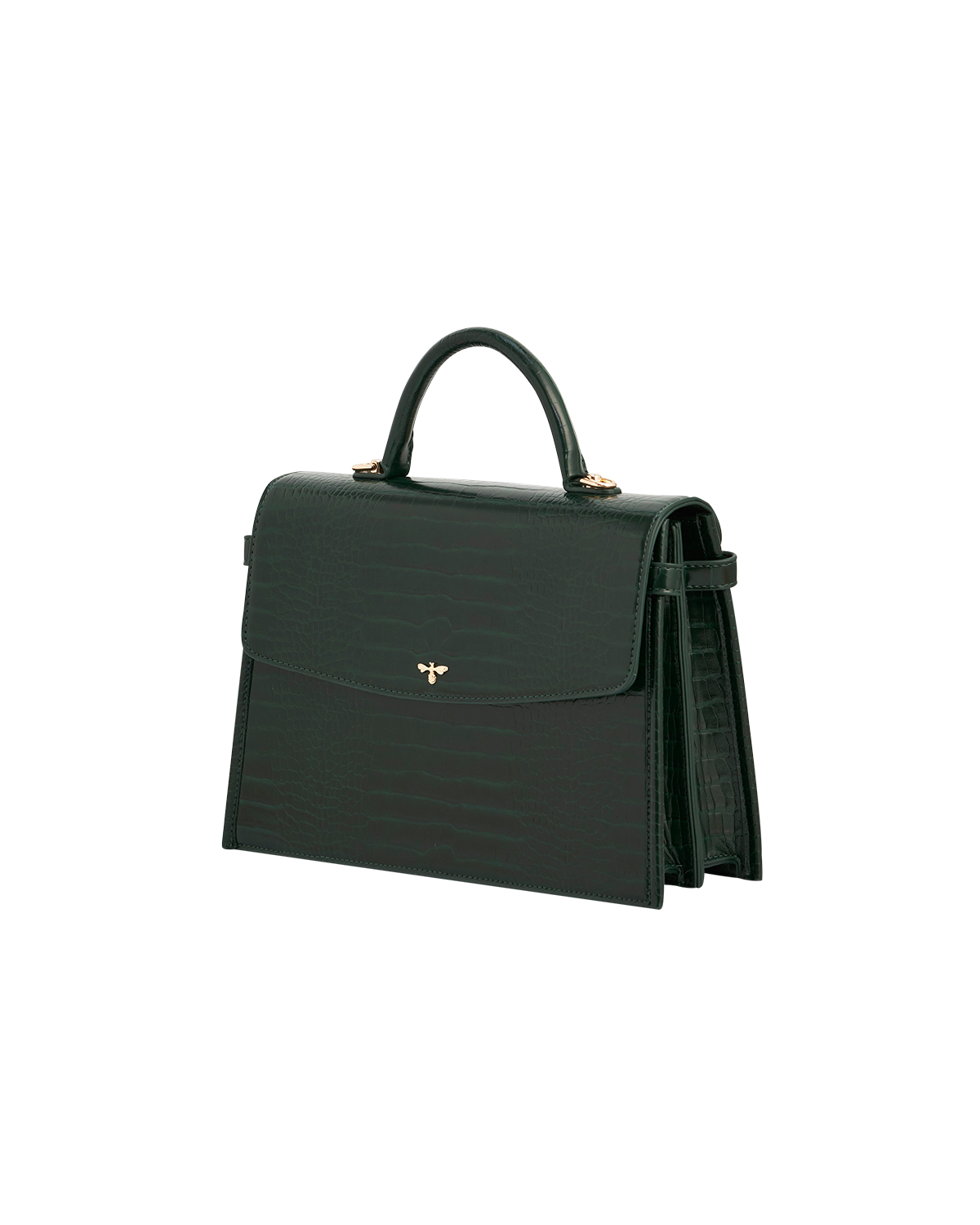 Eliza Top Handle Bag in Forest Green Croc