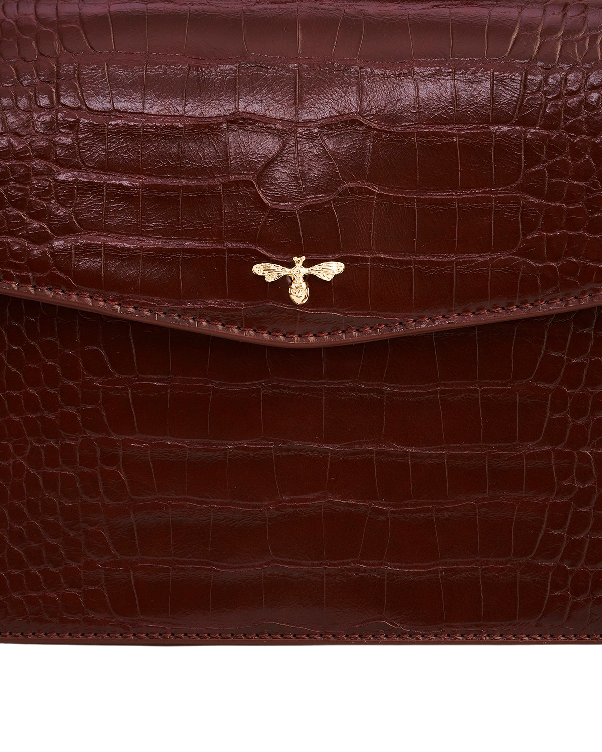Eliza Small Top Handle Bag in Burgundy Croc