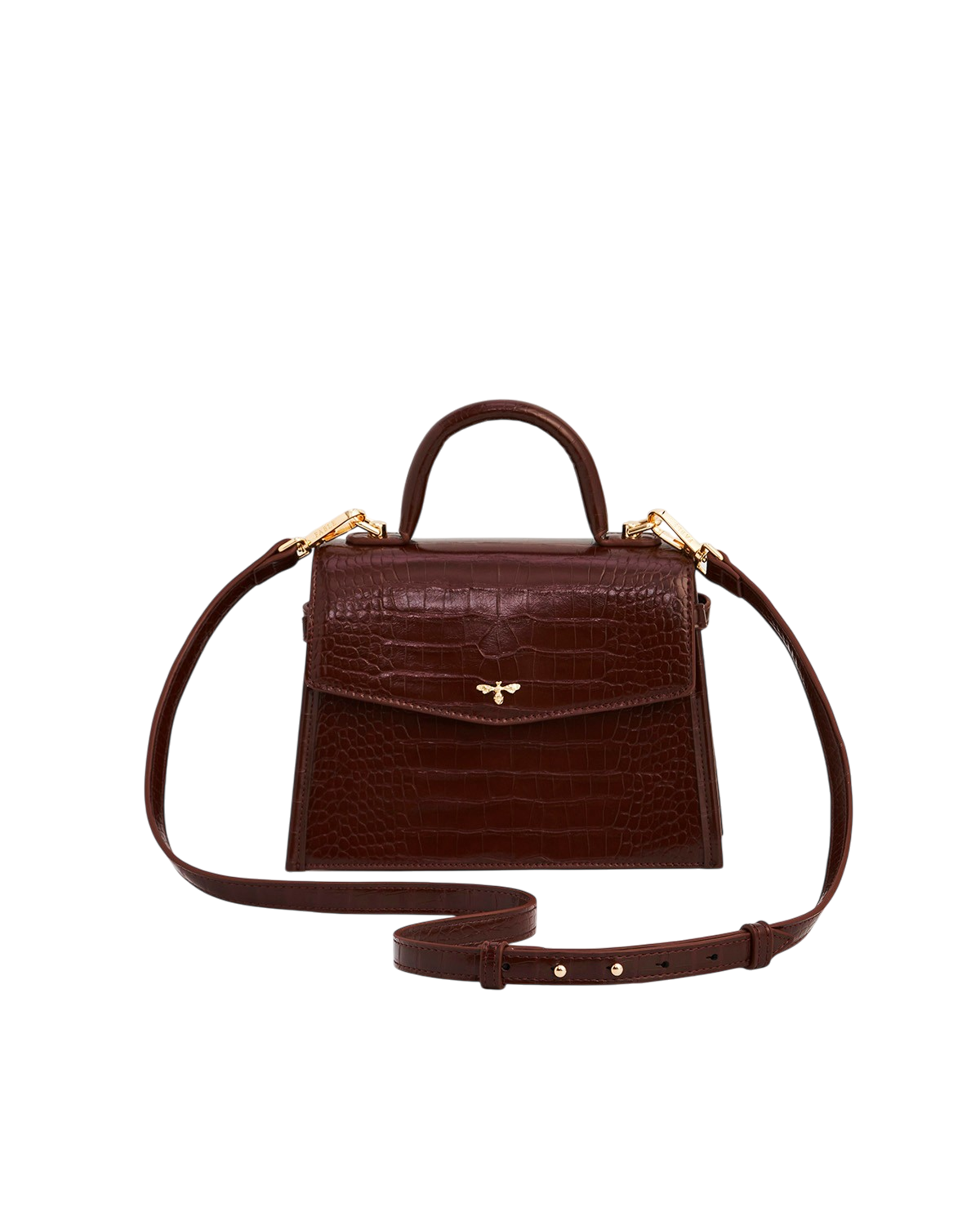 Eliza Small Top Handle Bag in Burgundy Croc