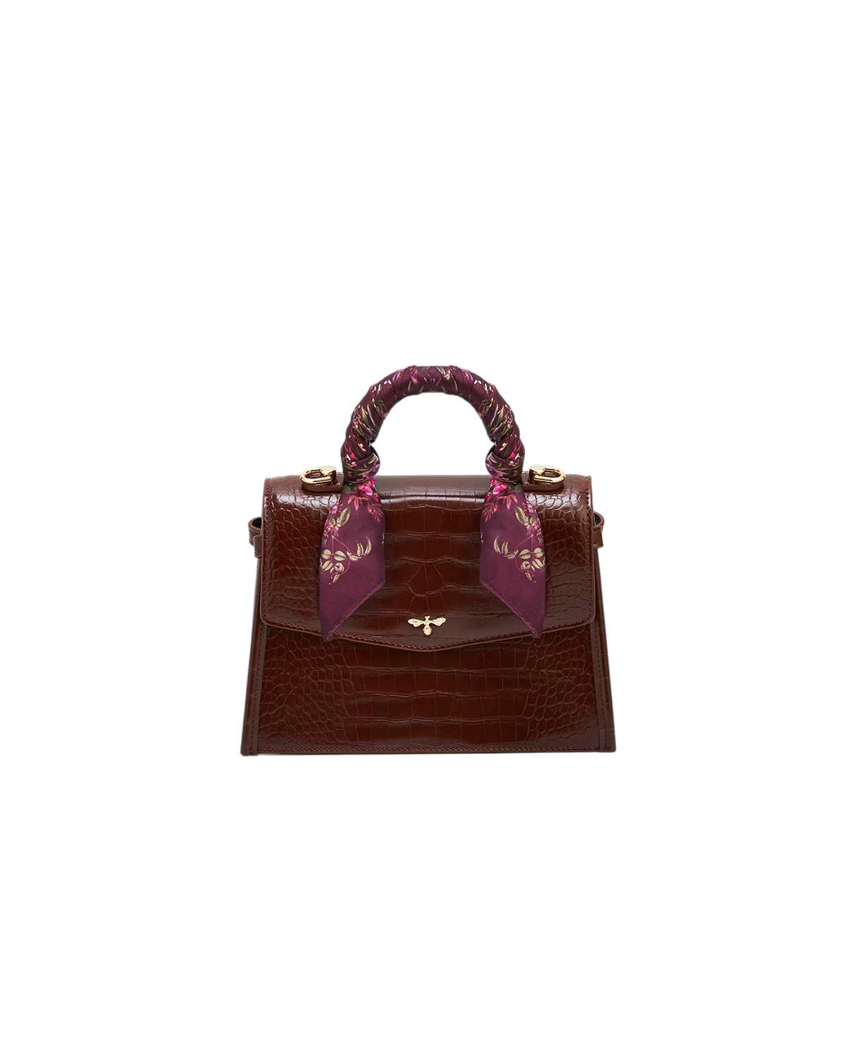 Eliza Small Top Handle Bag in Burgundy Croc