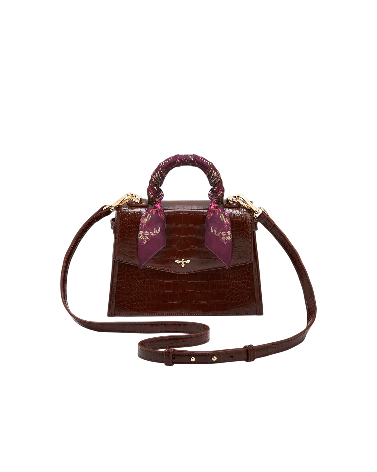 Eliza Small Top Handle Bag in Burgundy Croc