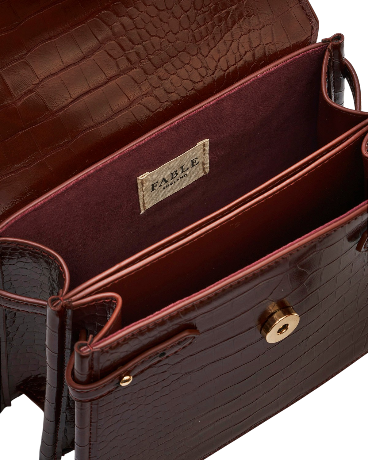 Eliza Small Top Handle Bag in Burgundy Croc