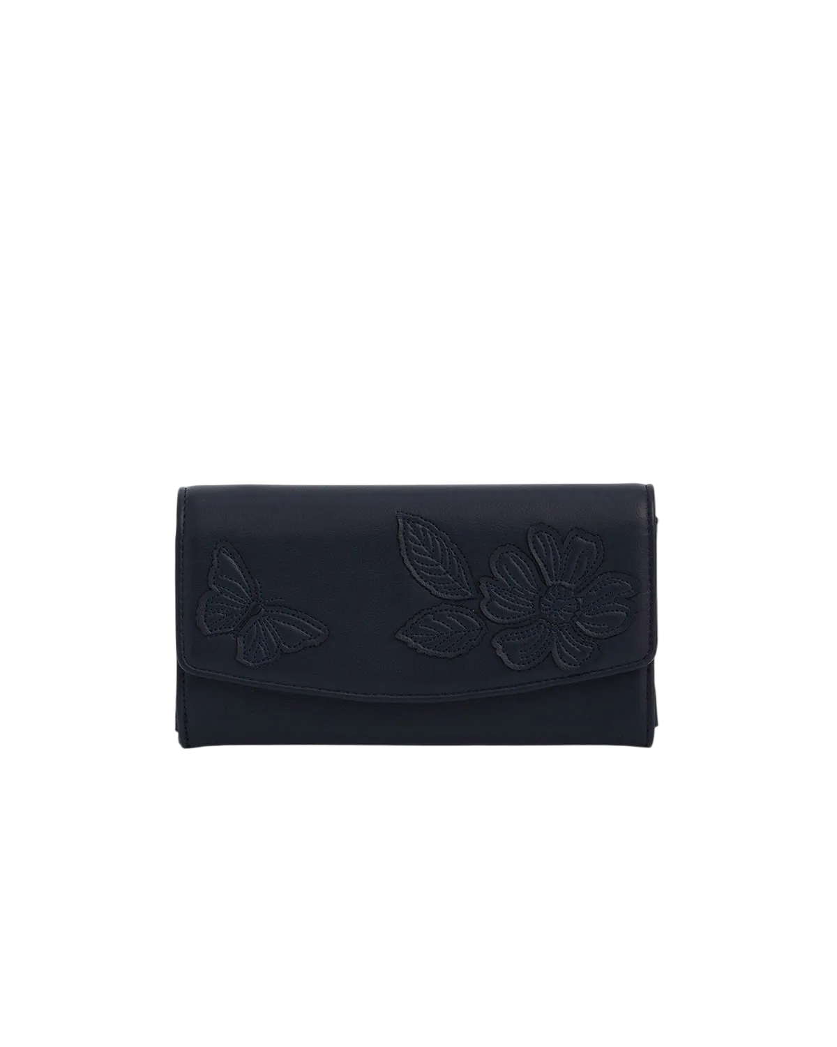 Floral Applique Large Purse in Navy