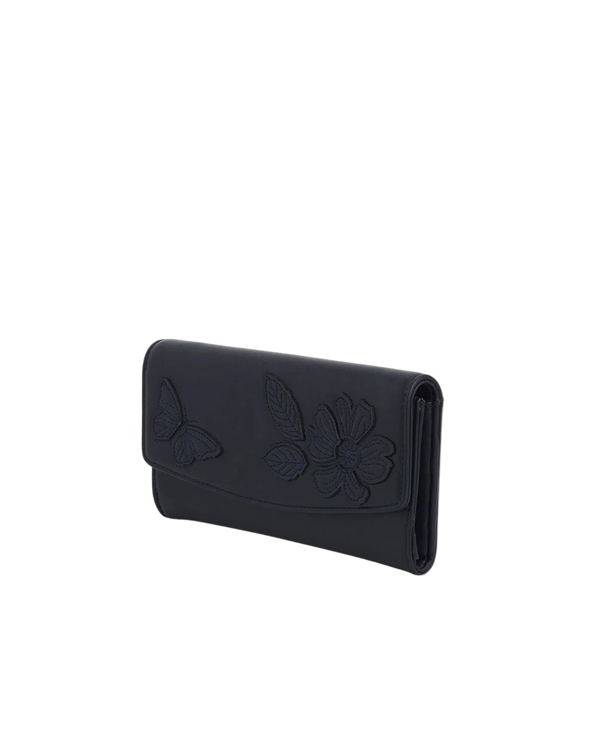 Floral Applique Large Purse in Navy