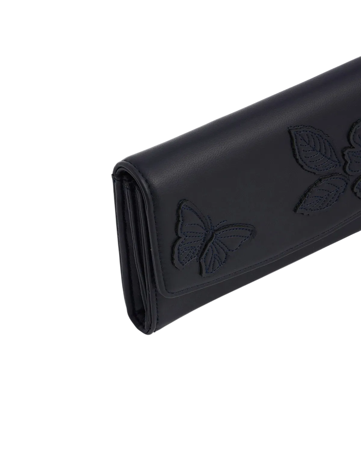 Floral Applique Large Purse in Navy