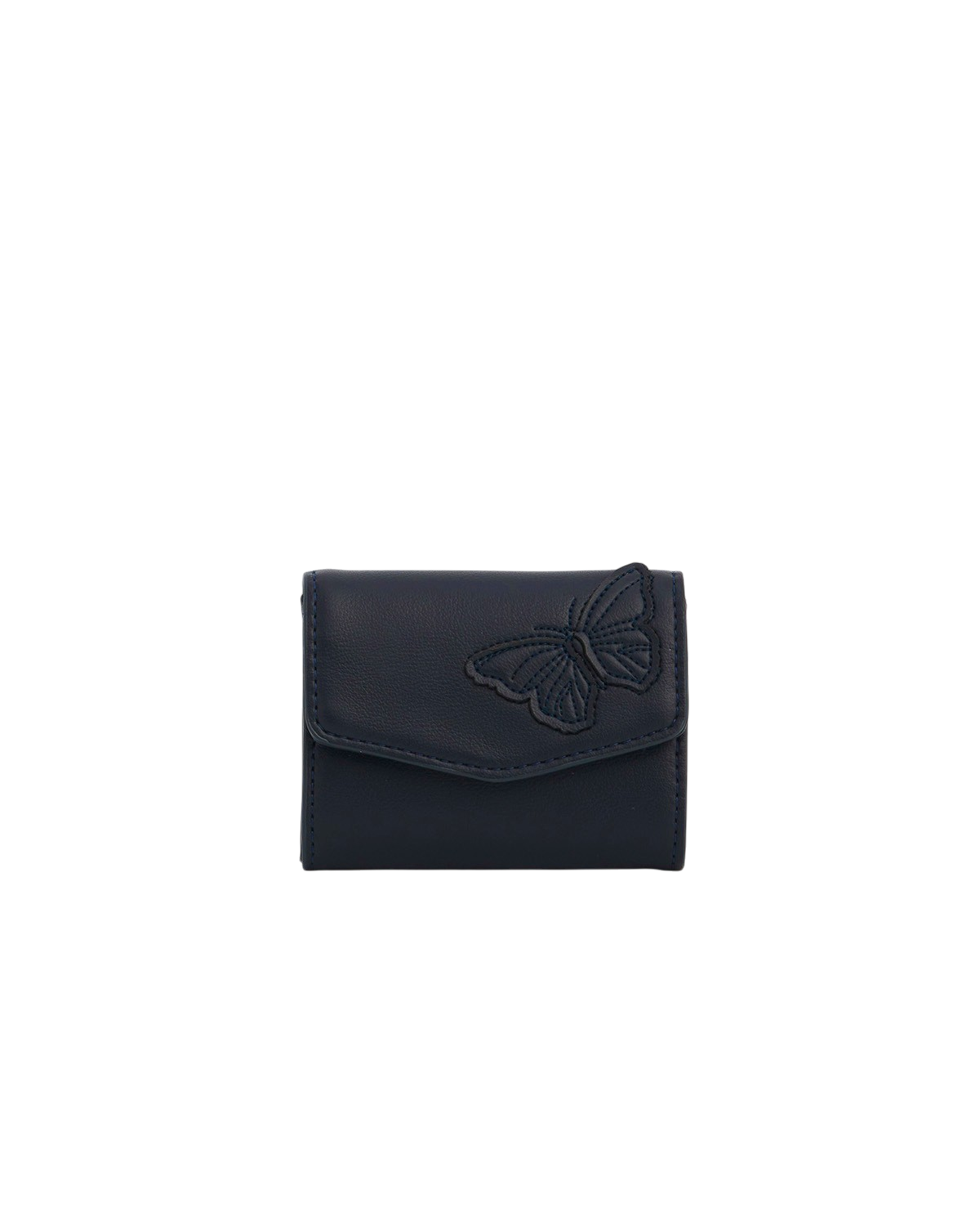 Floral Applique Card Holder Purse in Navy
