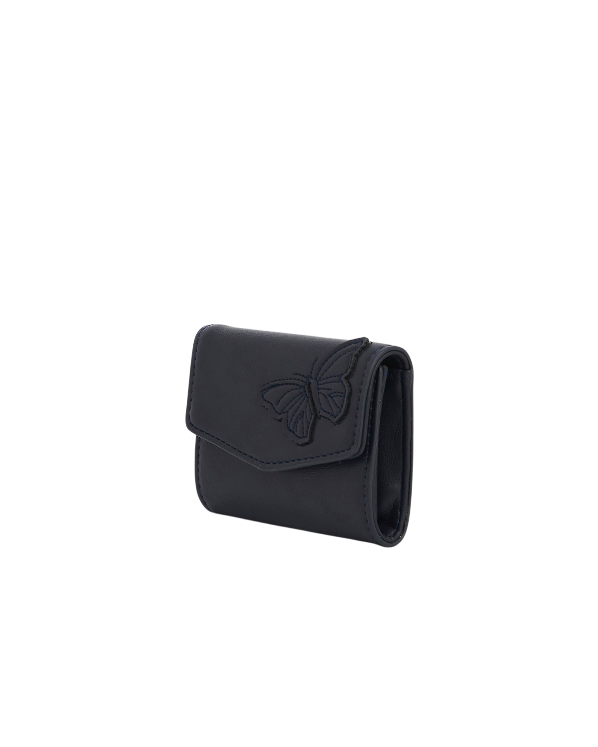Floral Applique Card Holder Purse in Navy