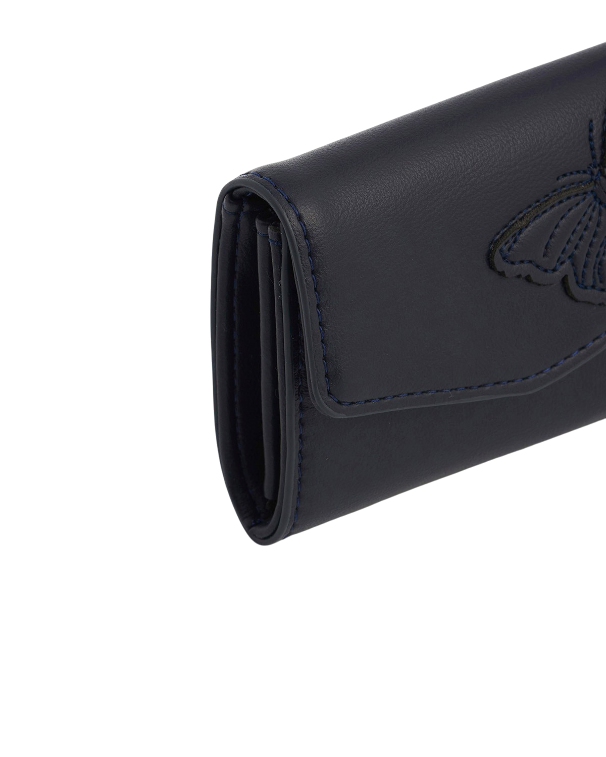Floral Applique Card Holder Purse in Navy