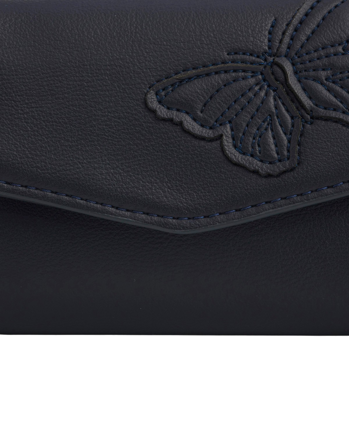 Floral Applique Card Holder Purse in Navy