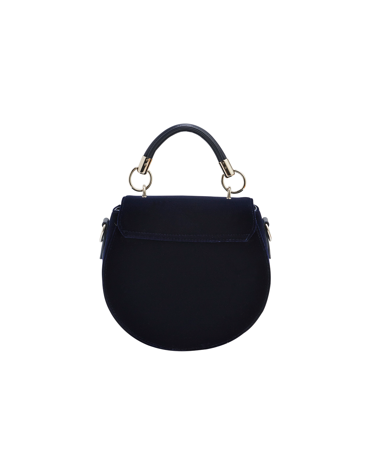 Charlotte Butterfly Embroidered Saddle Bag in Navy Velvet