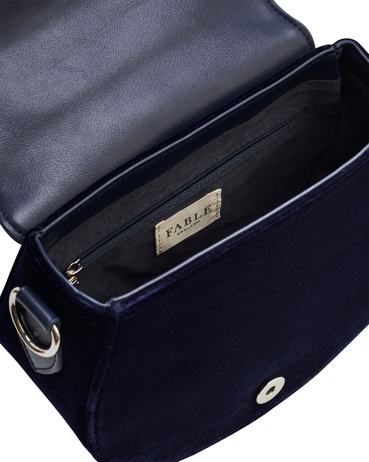 Charlotte Butterfly Embroidered Saddle Bag in Navy Velvet