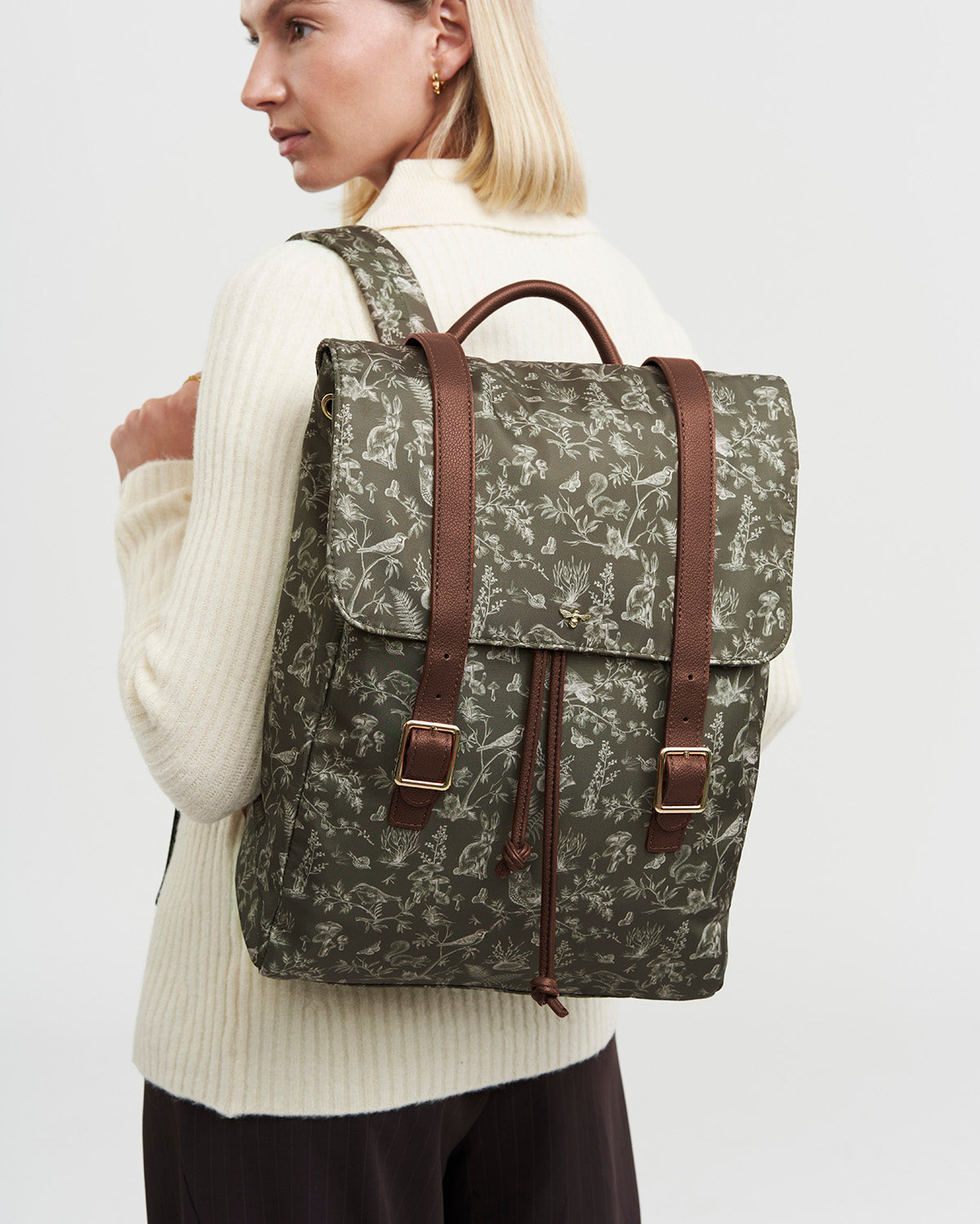 Flora Orla Scene Print Backpack in Khaki
