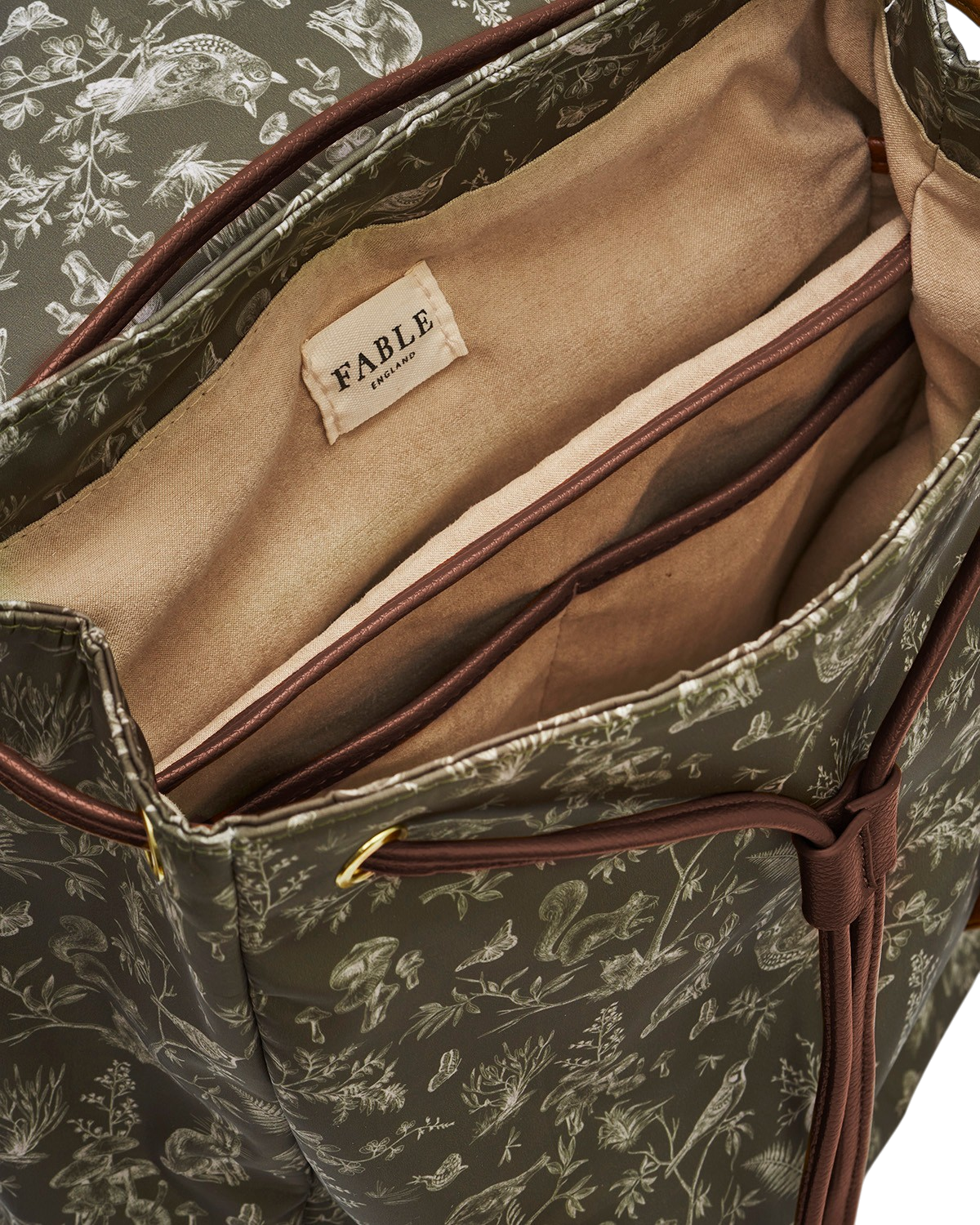 Flora Orla Scene Print Backpack in Khaki