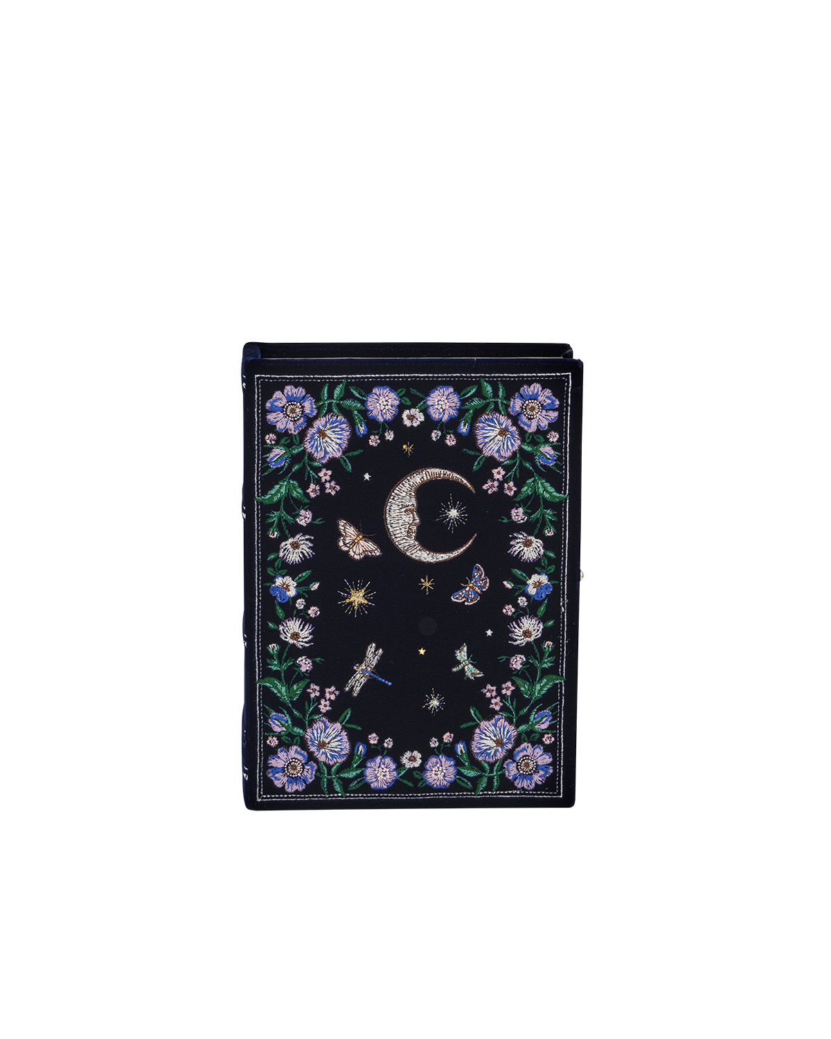 Marianne Midnight Garden Embroidered Book Box in Navy Velvet