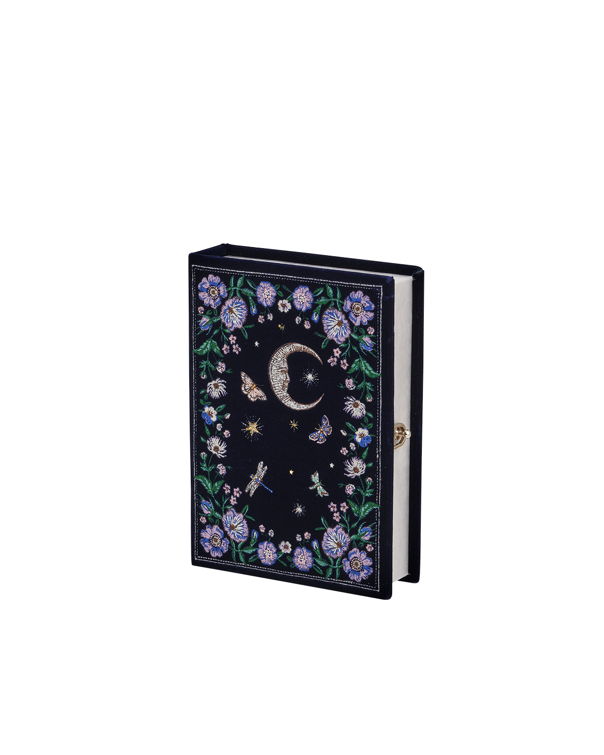Marianne Midnight Garden Embroidered Book Box in Navy Velvet