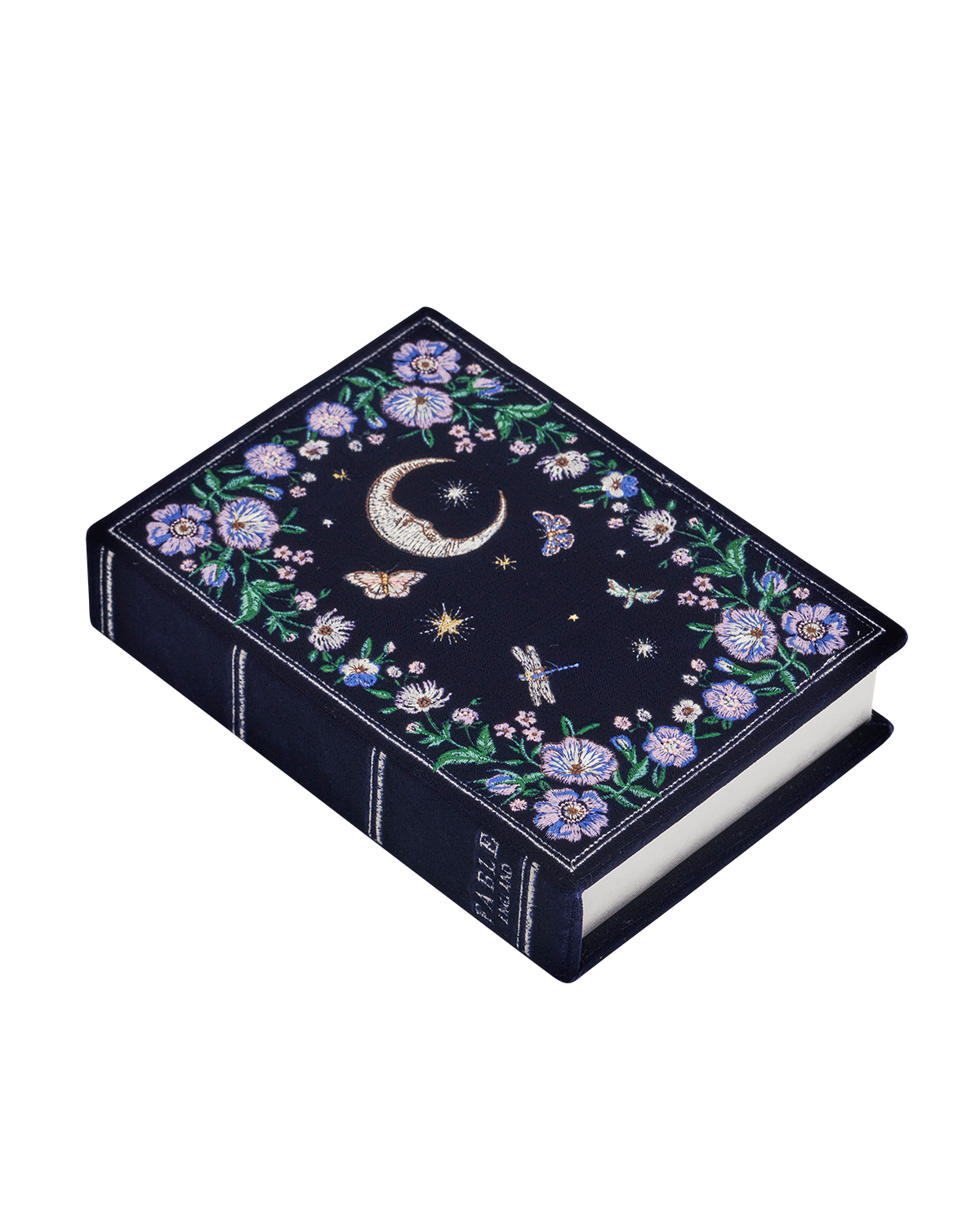 Marianne Midnight Garden Embroidered Book Box in Navy Velvet