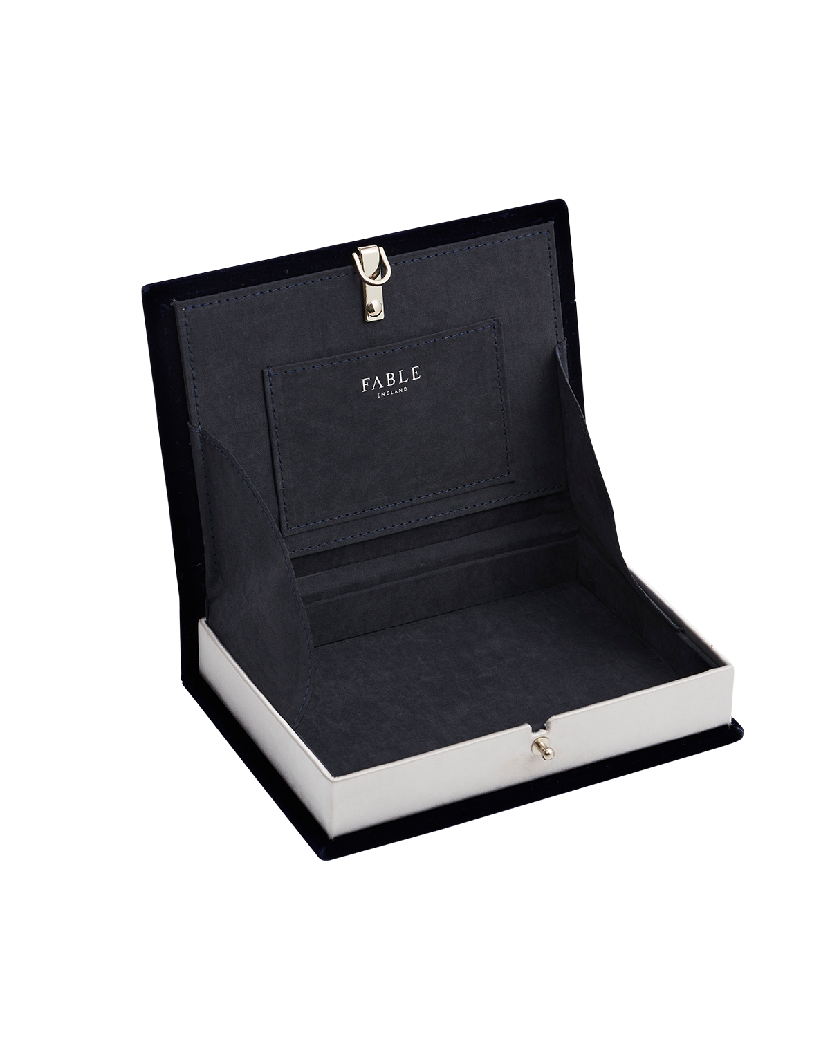 Marianne Midnight Garden Embroidered Book Box in Navy Velvet