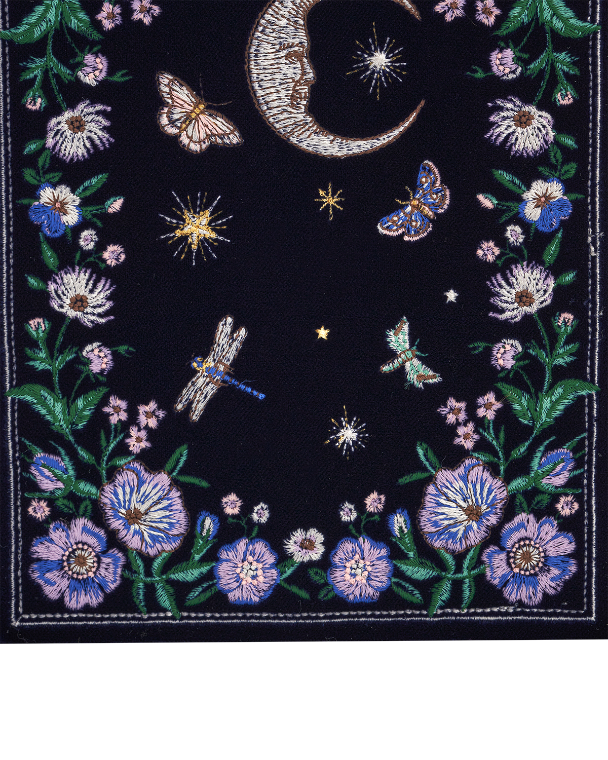 Marianne Midnight Garden Embroidered Book Box in Navy Velvet