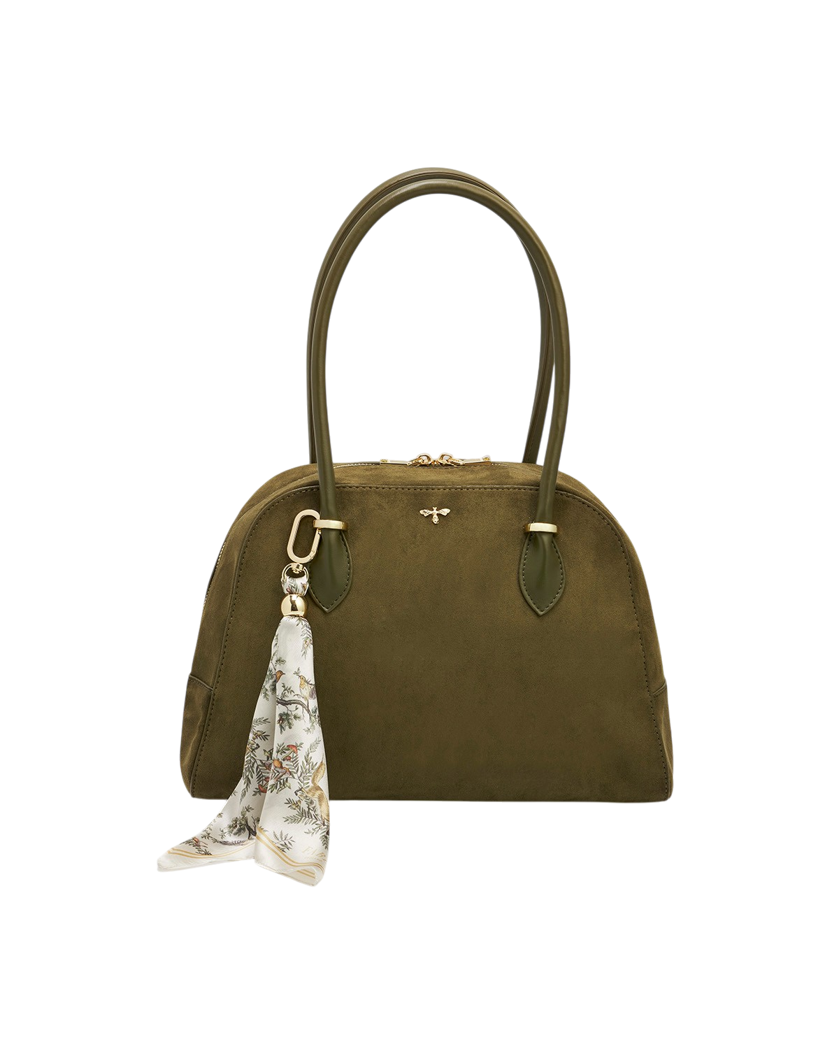 Amelia Faux Suede Shoulder Bag in Khaki