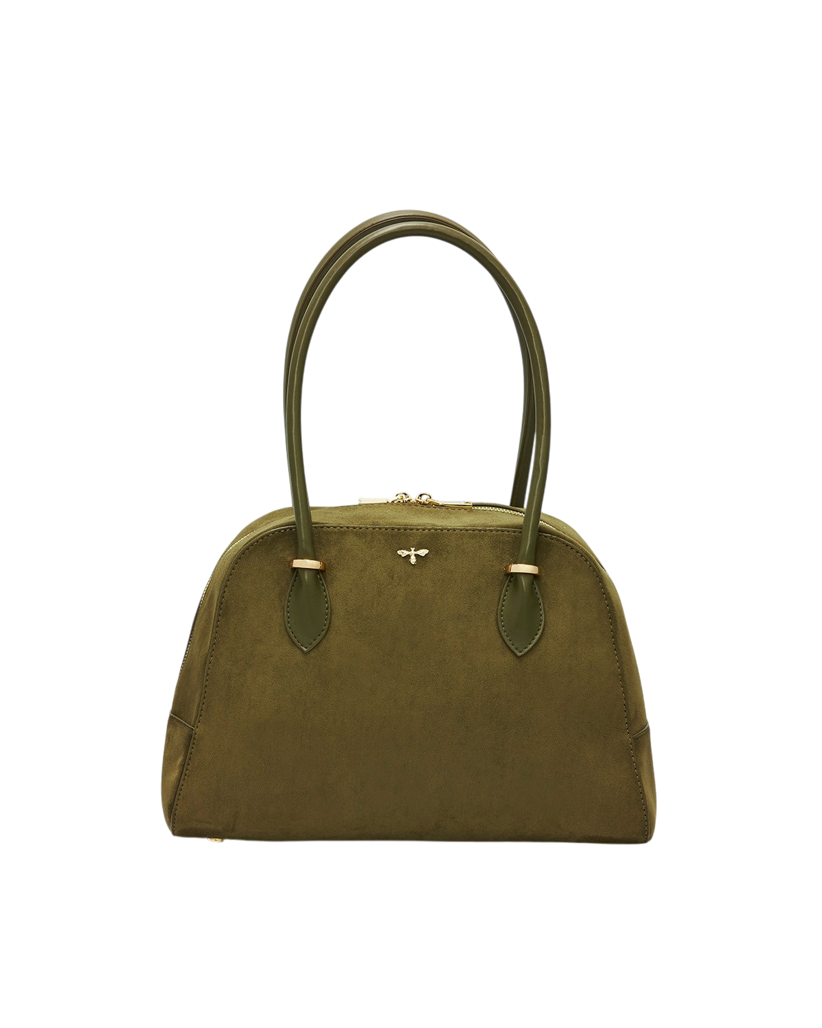 Amelia Faux Suede Shoulder Bag in Khaki