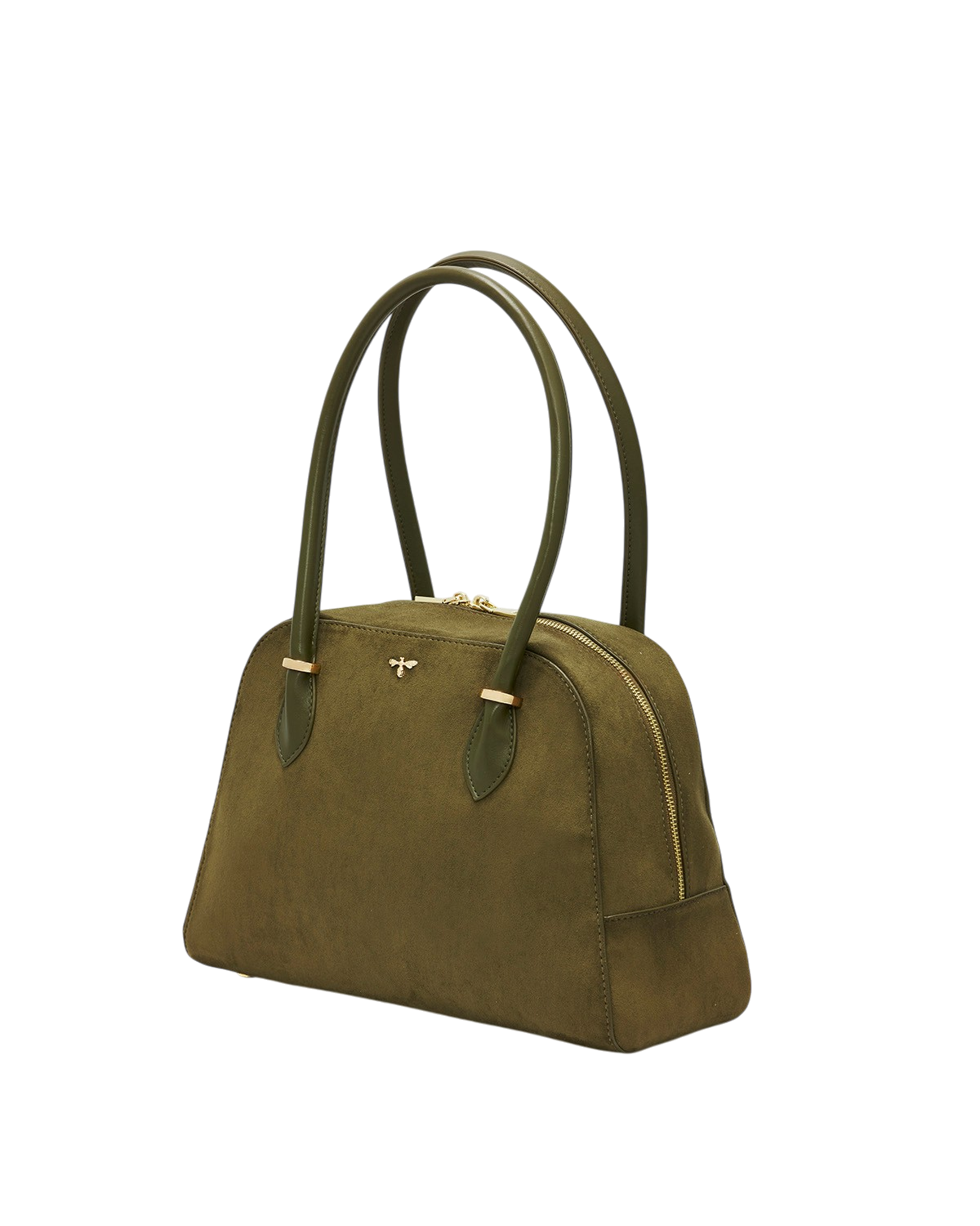 Amelia Faux Suede Shoulder Bag in Khaki