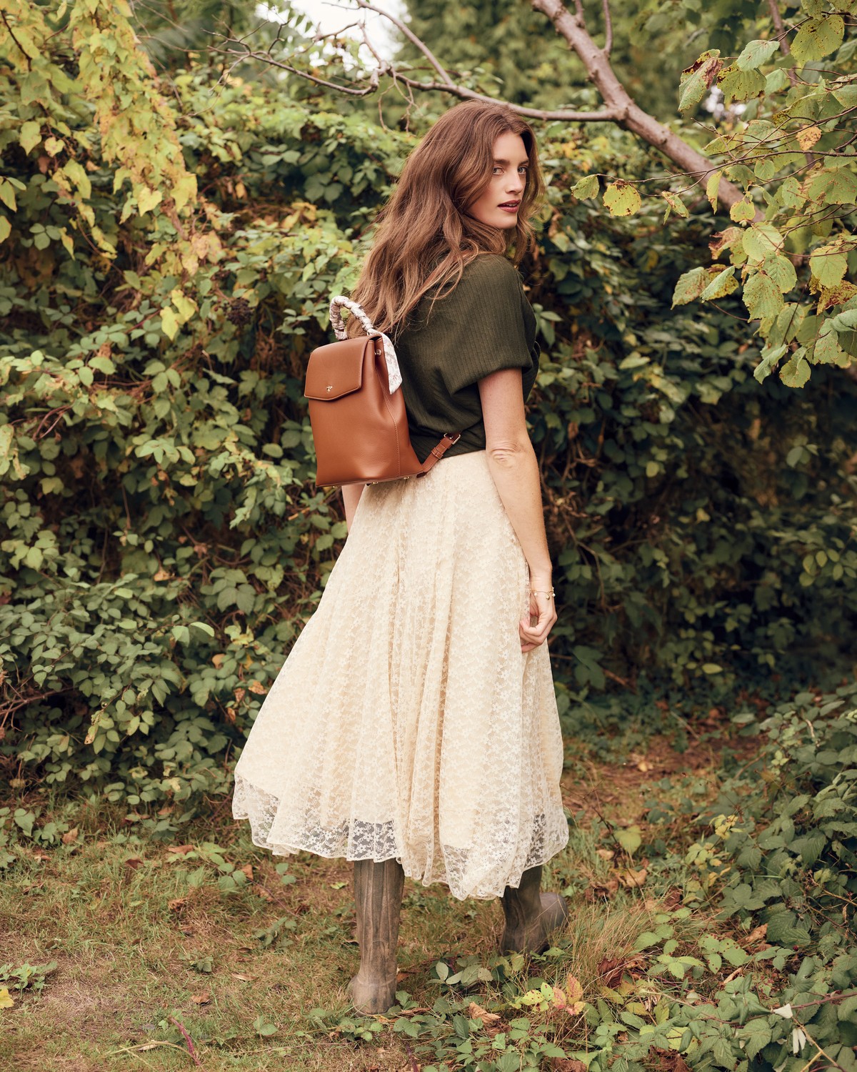 Laura Small Backpack in Tan styled