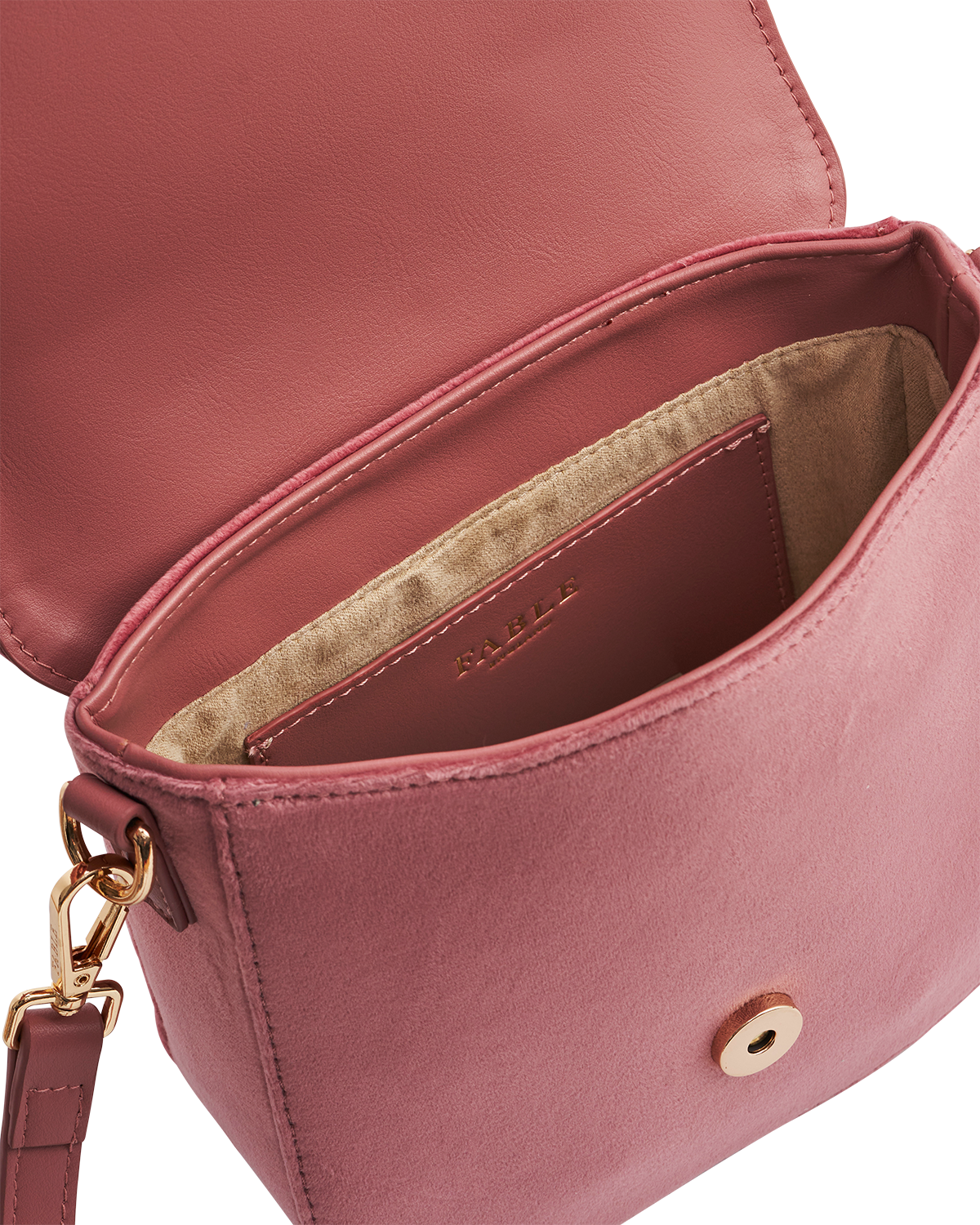 Beth Floral Posy Embroidered Saddle Bag in Rose Pink Velvet